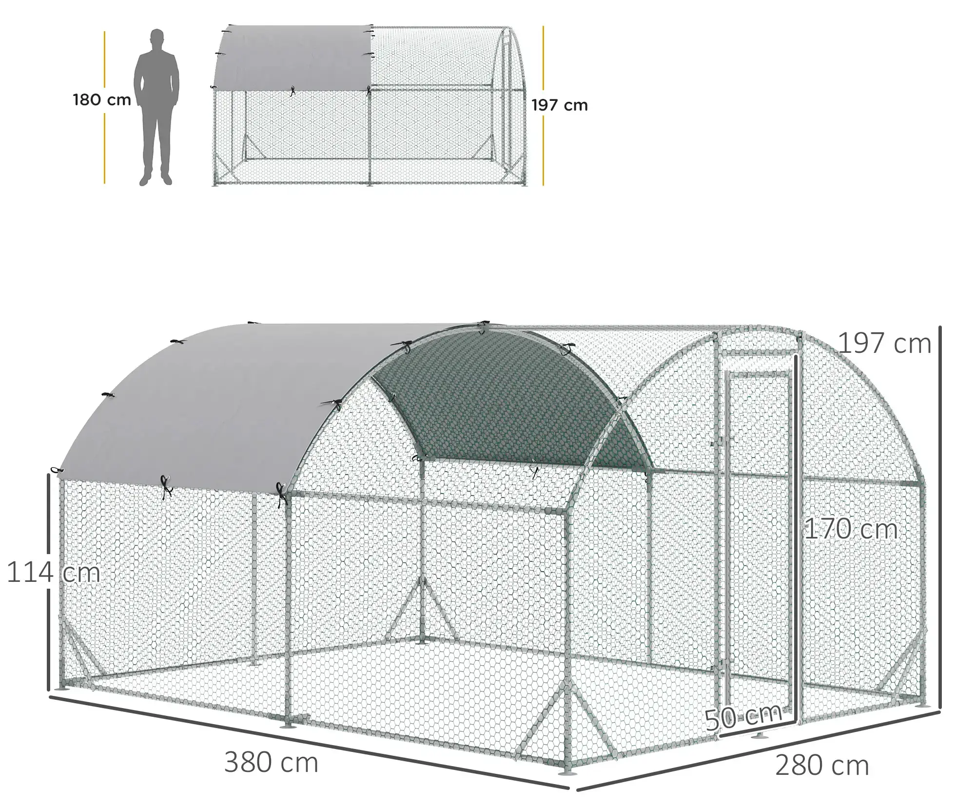 Tarc pentru gaini PawHut D51-321V01 (Silver) - 3