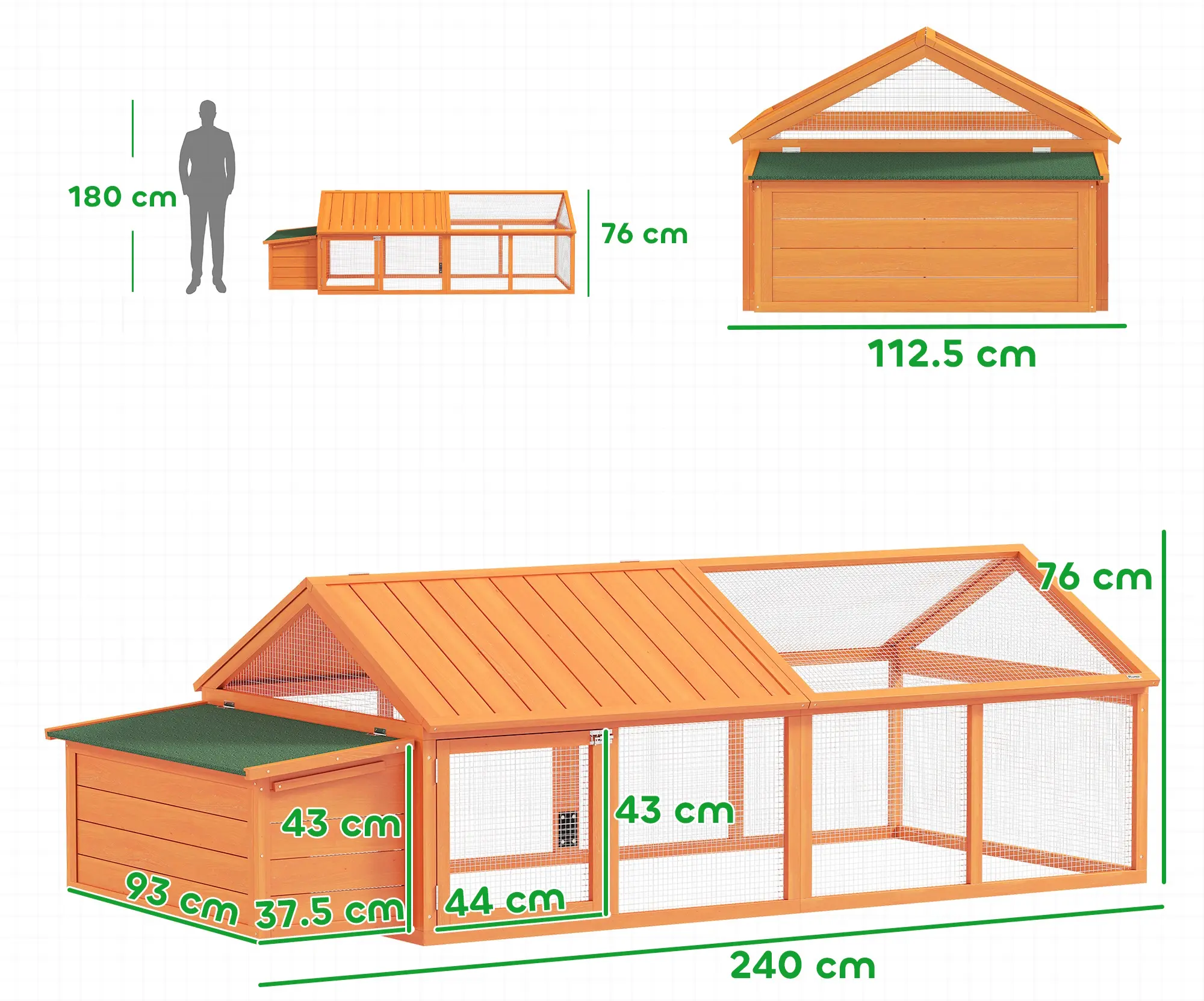 Tarc pentru gaini PawHut D51-360V00OG (Orange) - 5