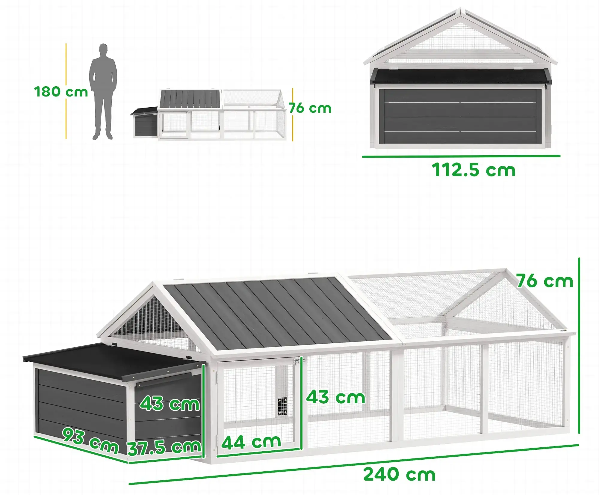 Загон для кур PawHut D51-360V00WT (Grey/White) - 3