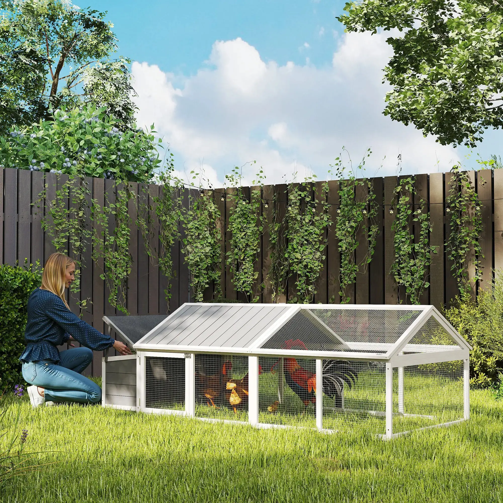 Загон для кур PawHut D51-360V00WT (Grey/White) - 5