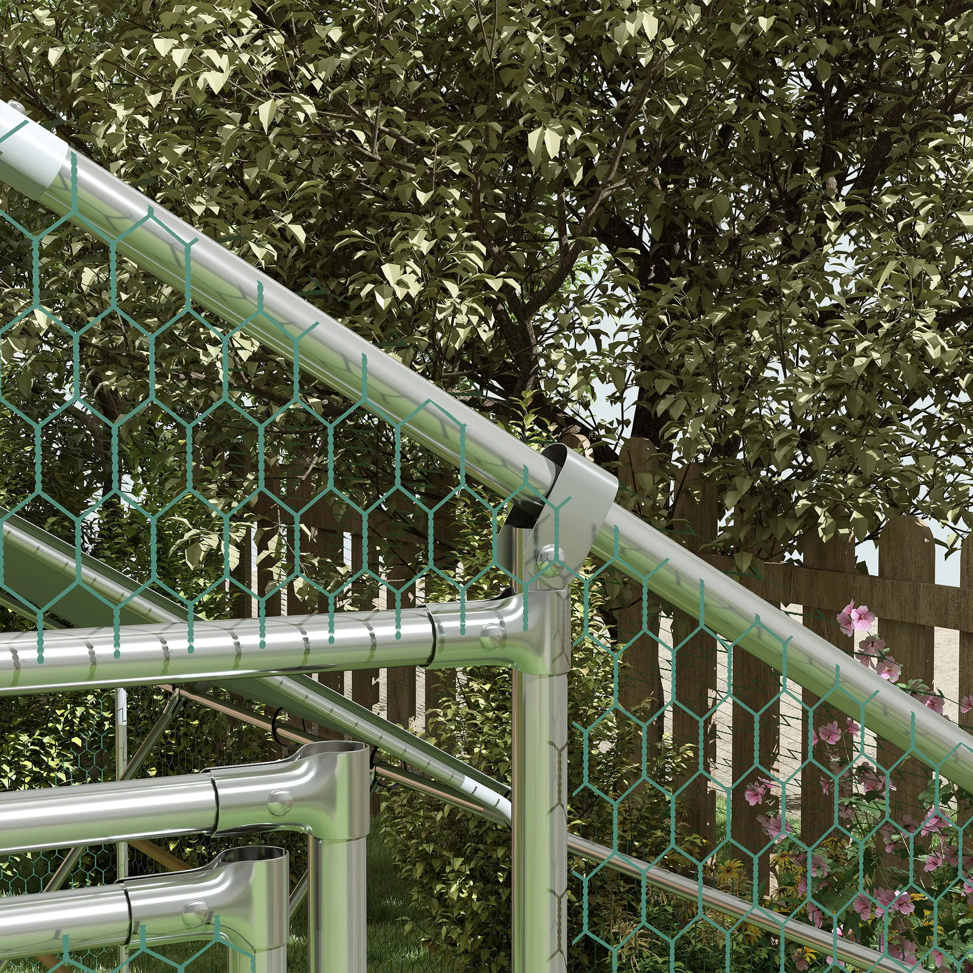 Tarc pentru gaini PawHut D51-436V00SR (Silver) - 4