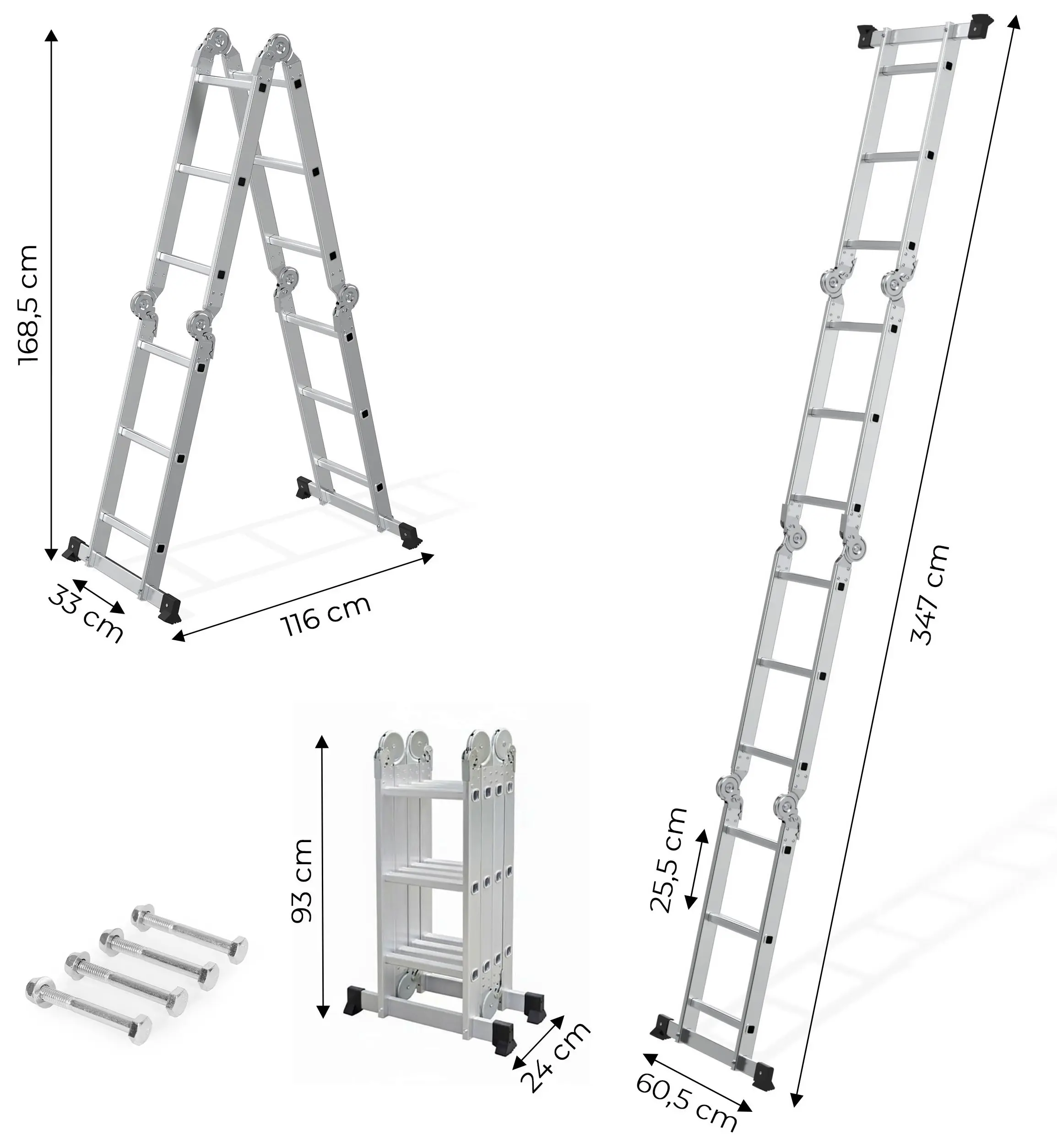 Лестница алюминиевая Modern Home WK4210-3D (Silver) - 5