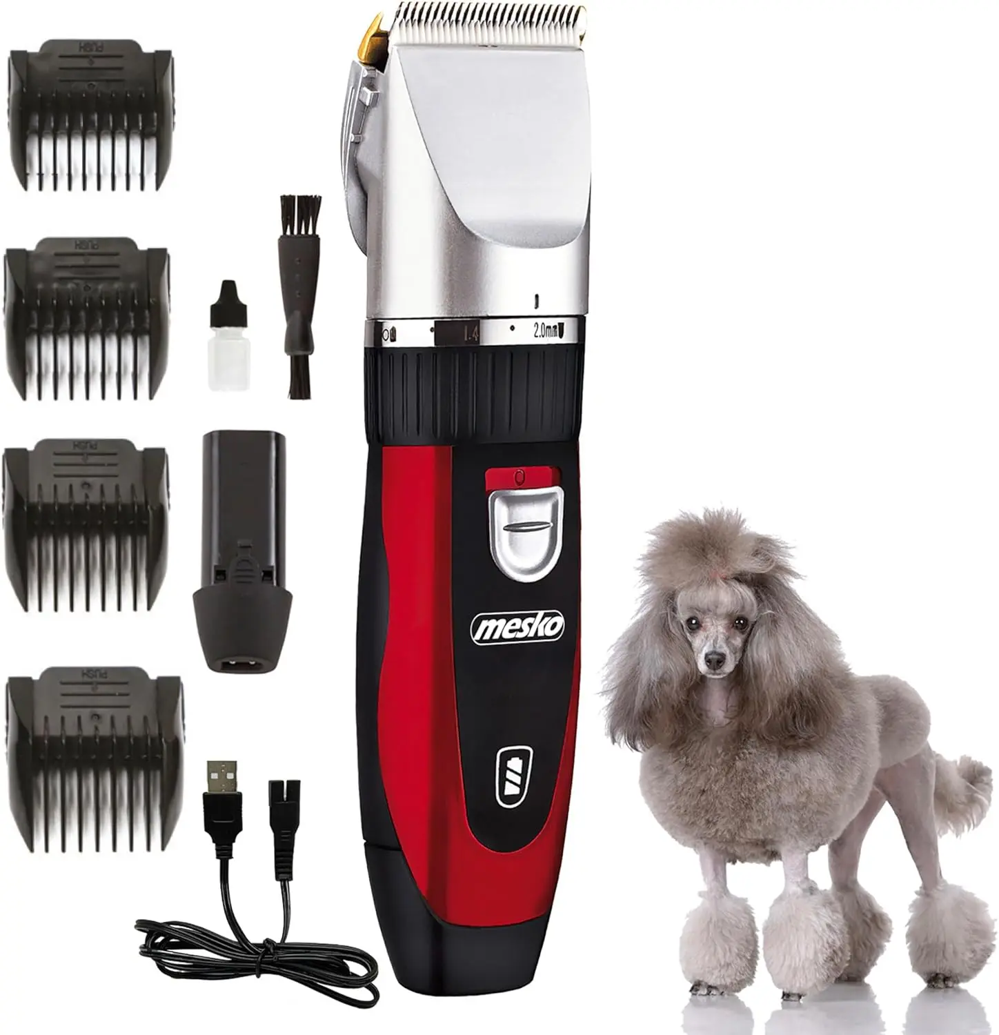 Машинка для стрижки домашних животных Mesko MS 2847 (Red/Black) - 5