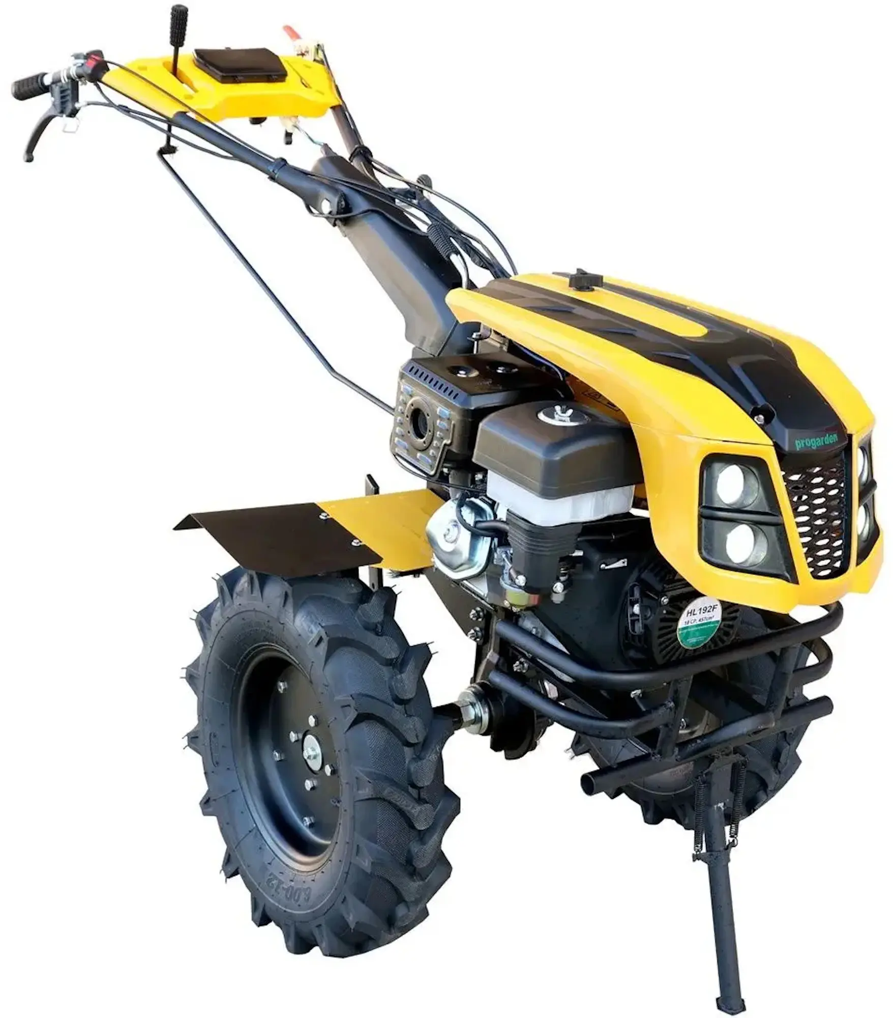 Motocultor Progarden Campo 1844 + remorca RM500C + plug de bilonat + plug reversibil + prasitoare + adapter + 2 roti metalice + 4L ulei