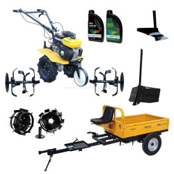 Motocultor Progarden Campo 703 + remorca RM500C + plug simplu + plug de bilonat + 2 roti metalice + 2L ulei