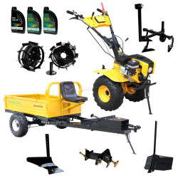 Motocultor Progarden Campo 873 Alpine + prasitoare PRS20-45 + remorca RM500T + plug simplu + plug de bilonat + adapter + 2 roti metalice + 5L ulei