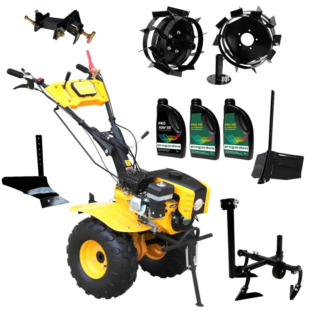 Motocultor Progarden Campo 873 Alpine + prasitoare PRS20-45 + plug simplu + plug de bilonat + adapter + 2 roti metalice + 3L ulei