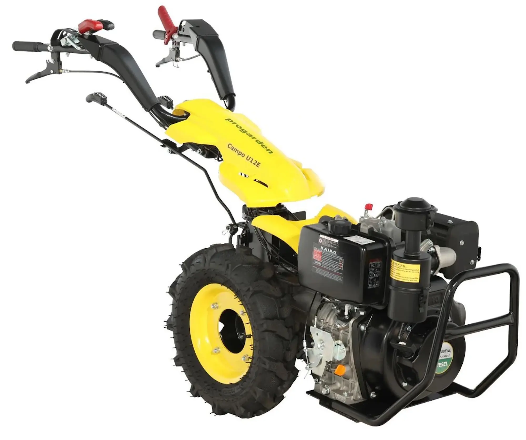 Motocultor Progarden Campo U12E + bara de cosire BC120M + roata sustinere + freza FT90 + 4L ulei