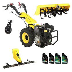 Motocultor Progarden Campo U12E + bara de cosire BC120M + roata sustinere + freza FT90 + 4L ulei