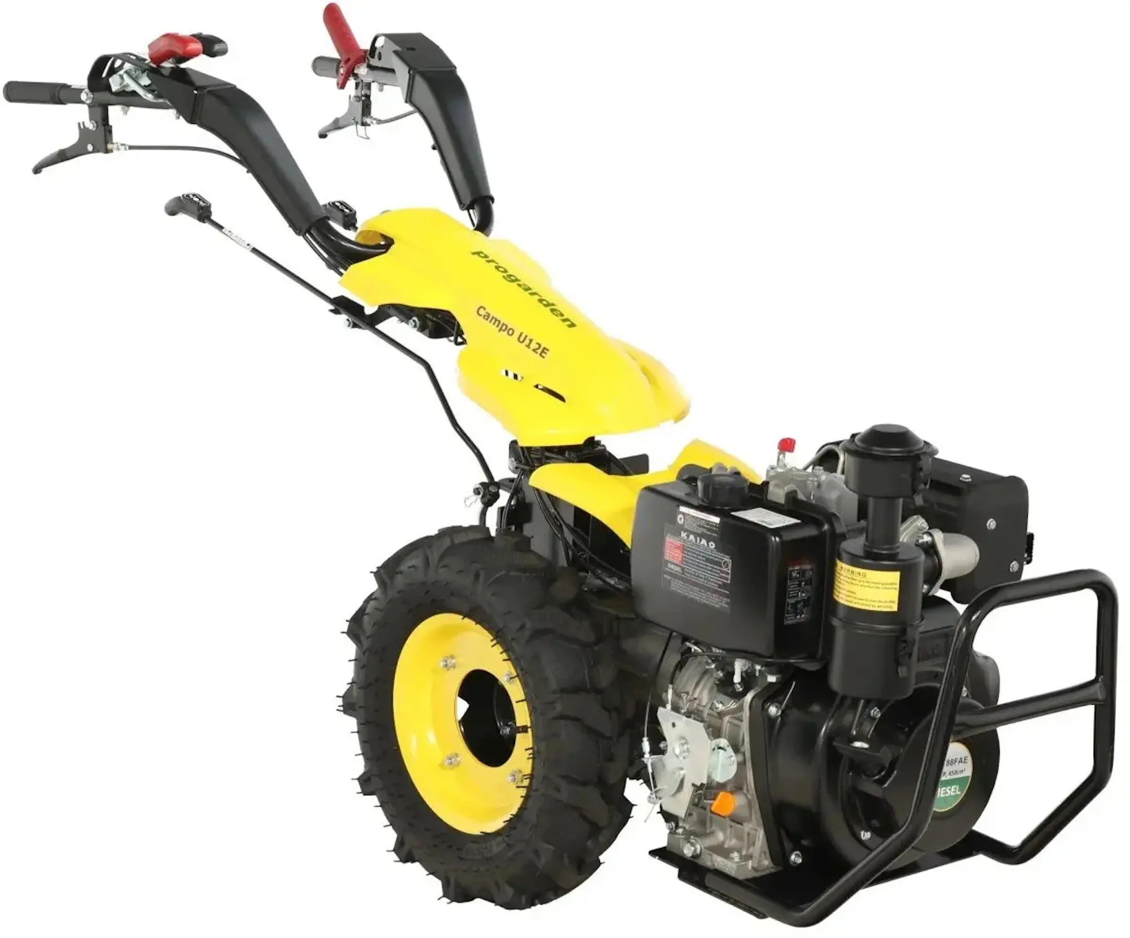 Мотокультиватор Progarden Campo U12E + прицеп RM500C + косилка BC120M + 3 плуга + фреза FT90 + 2 металлических колеса RM47 + 2 соединения + 4L масло