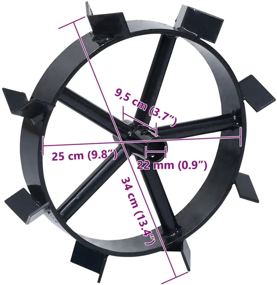 Металлические колеса для мотокультиватора VidaXL 146268 (Black) - 10
