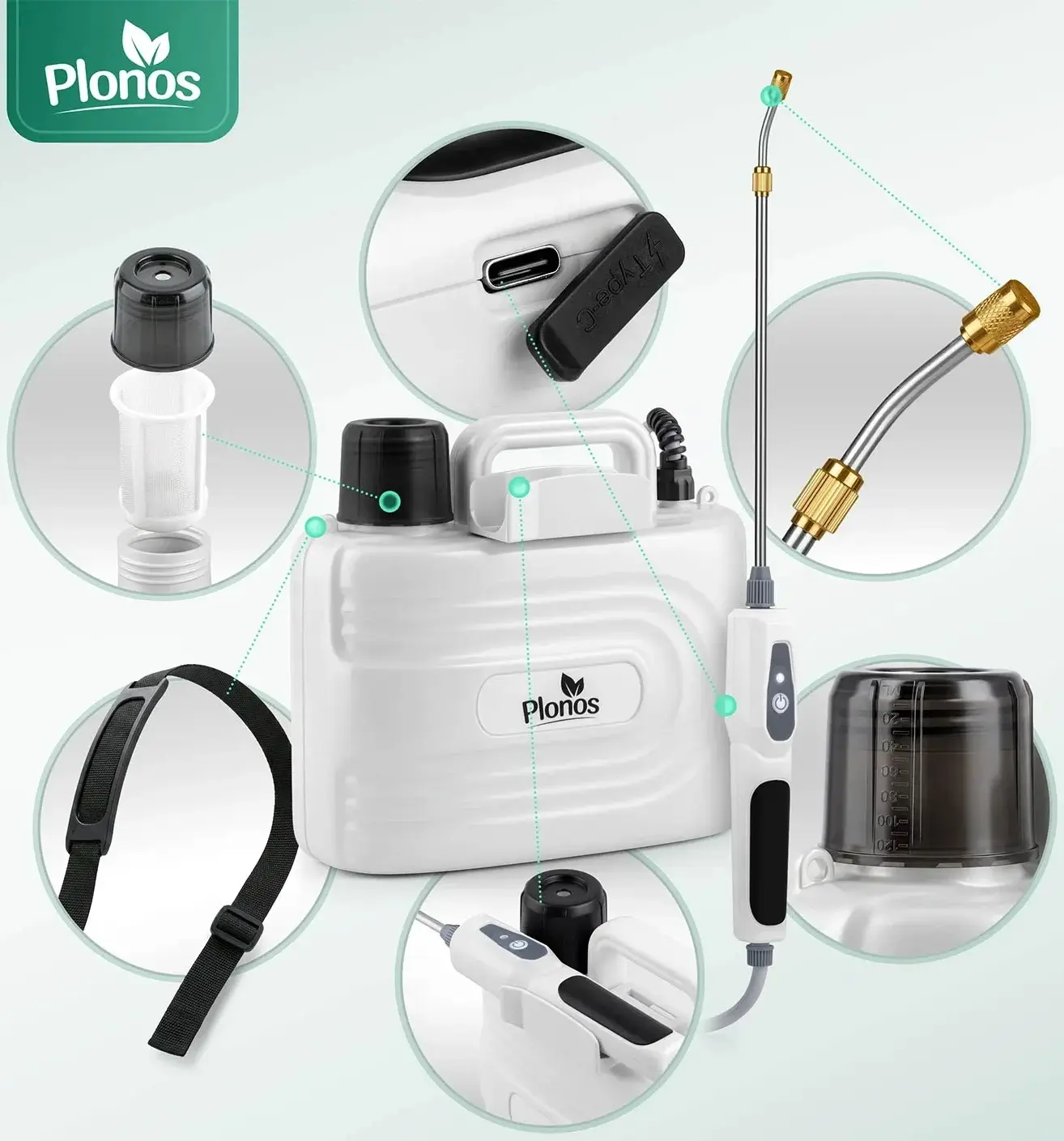 Pulverizator cu acumulator cu mixer Plonos PL-608 460800 (White/Black) - 4