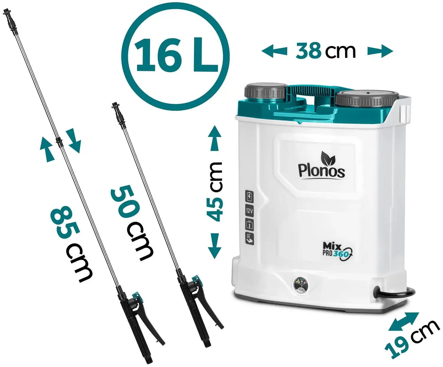 Pulverizator cu acumulator cu mixer Plonos PL-603 (White) - 3