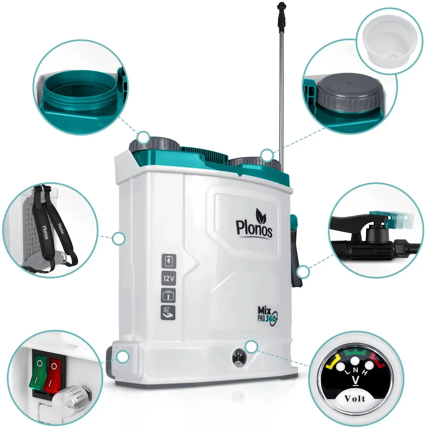 Pulverizator cu acumulator cu mixer Plonos PL-603 (White) - 5