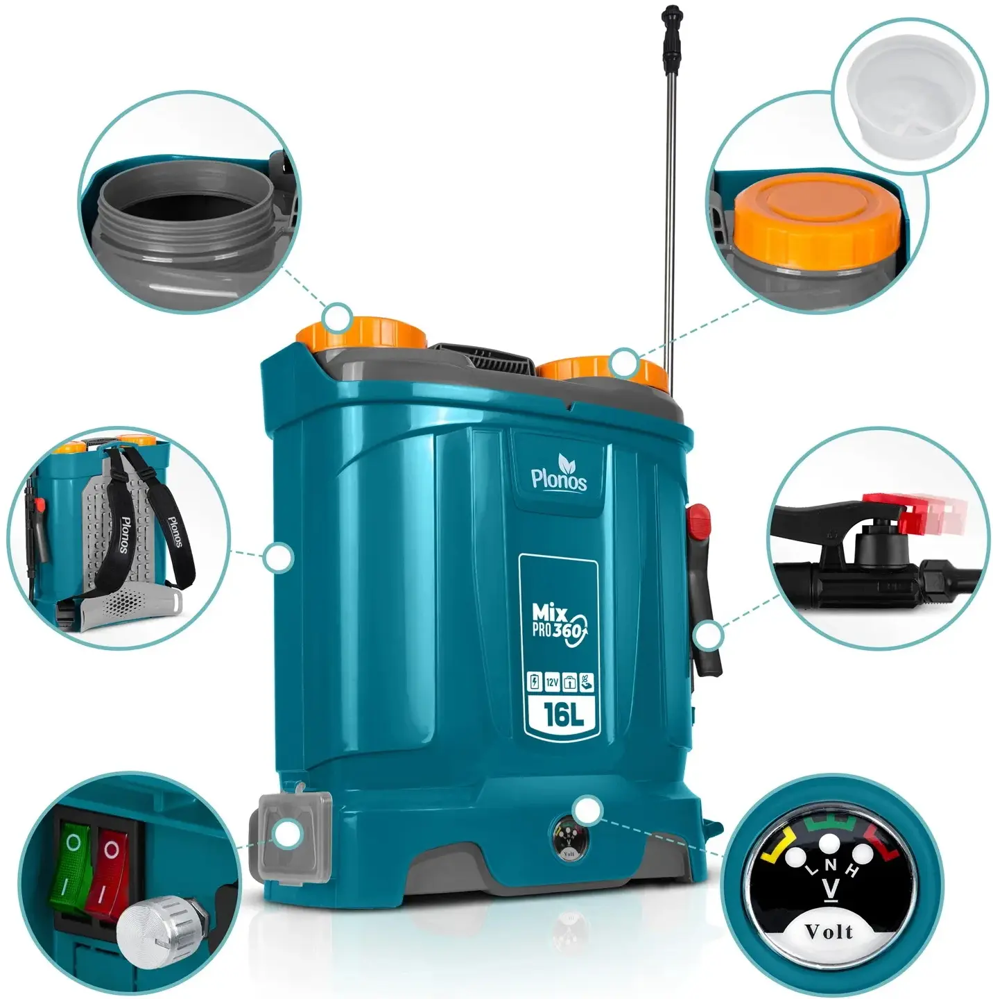 Опрыскиватель аккумуляторный с миксером Plonos PL-604 460400 (Blue) - 4