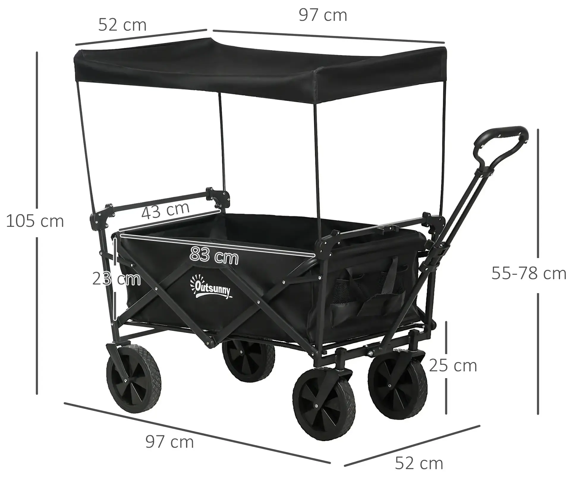 Садовая тележка Outsunny 84H-125V00BK (Black) - 3