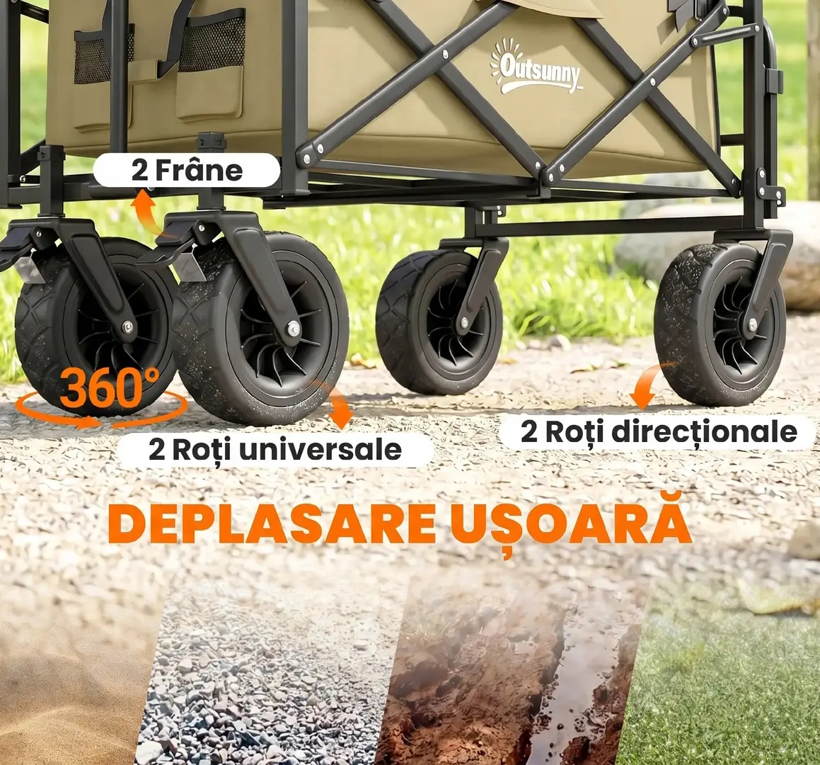 Садовая тележка Outsunny 84H-128V00KK ((Khaki/Green) - 4