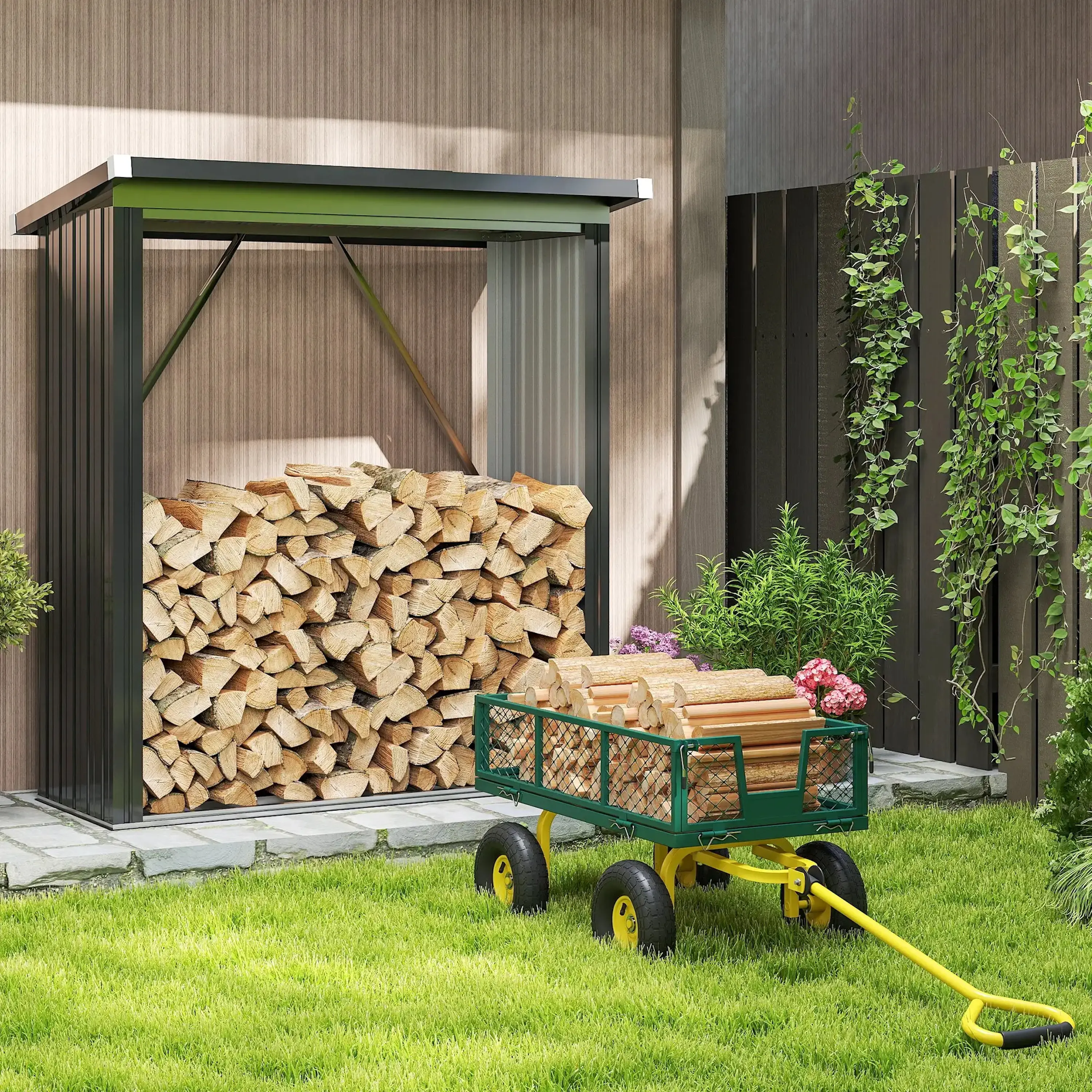 Садовая тележка Outsunny 84H-297V00GN (Green/Yellow) - 4