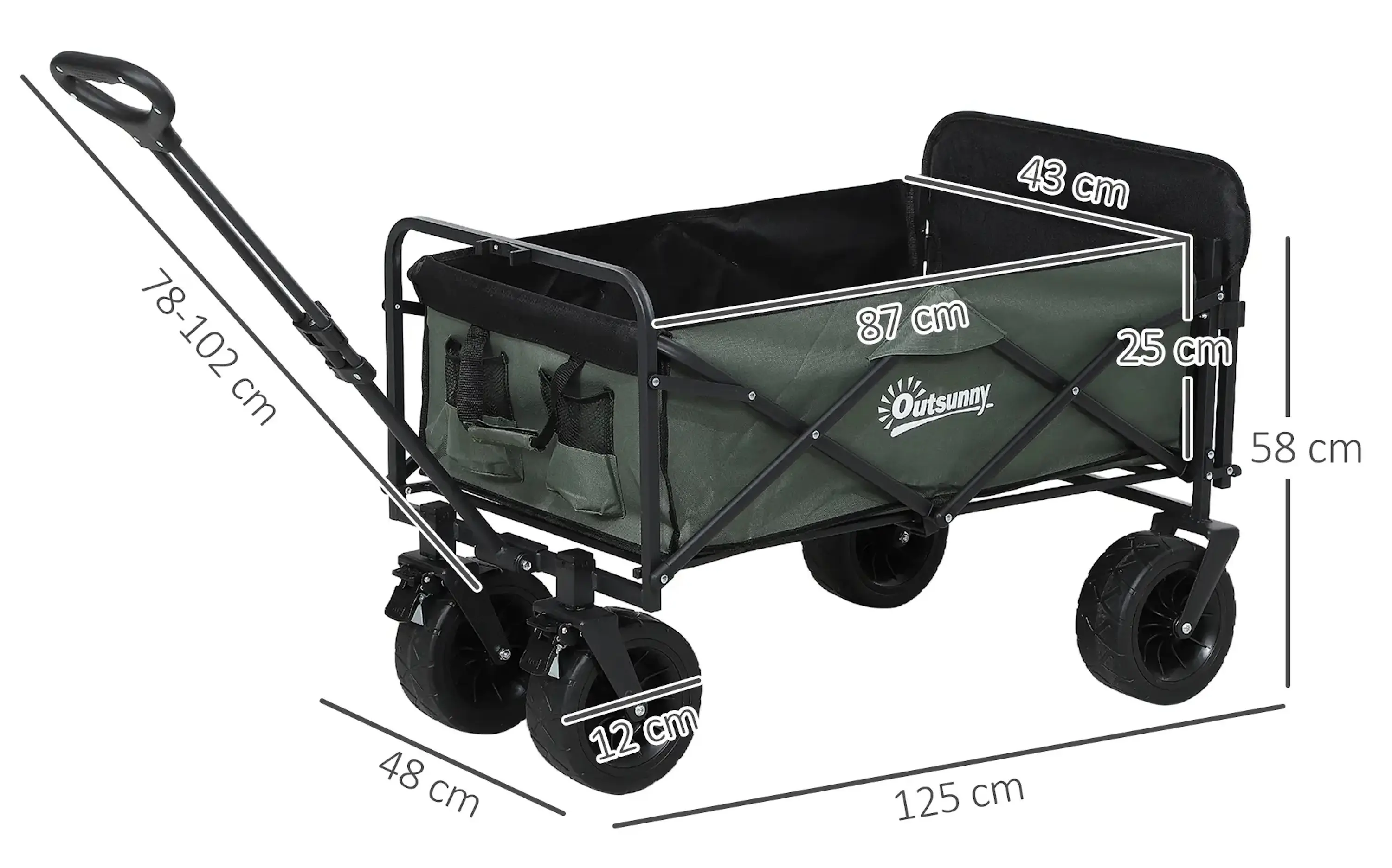 Садовая тележка Outsunny 84H-342V00GN (Green) - 5