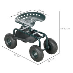 Scaun-carucior de gradina Outsunny 84H-111V00DG (Dark Green) Thumb