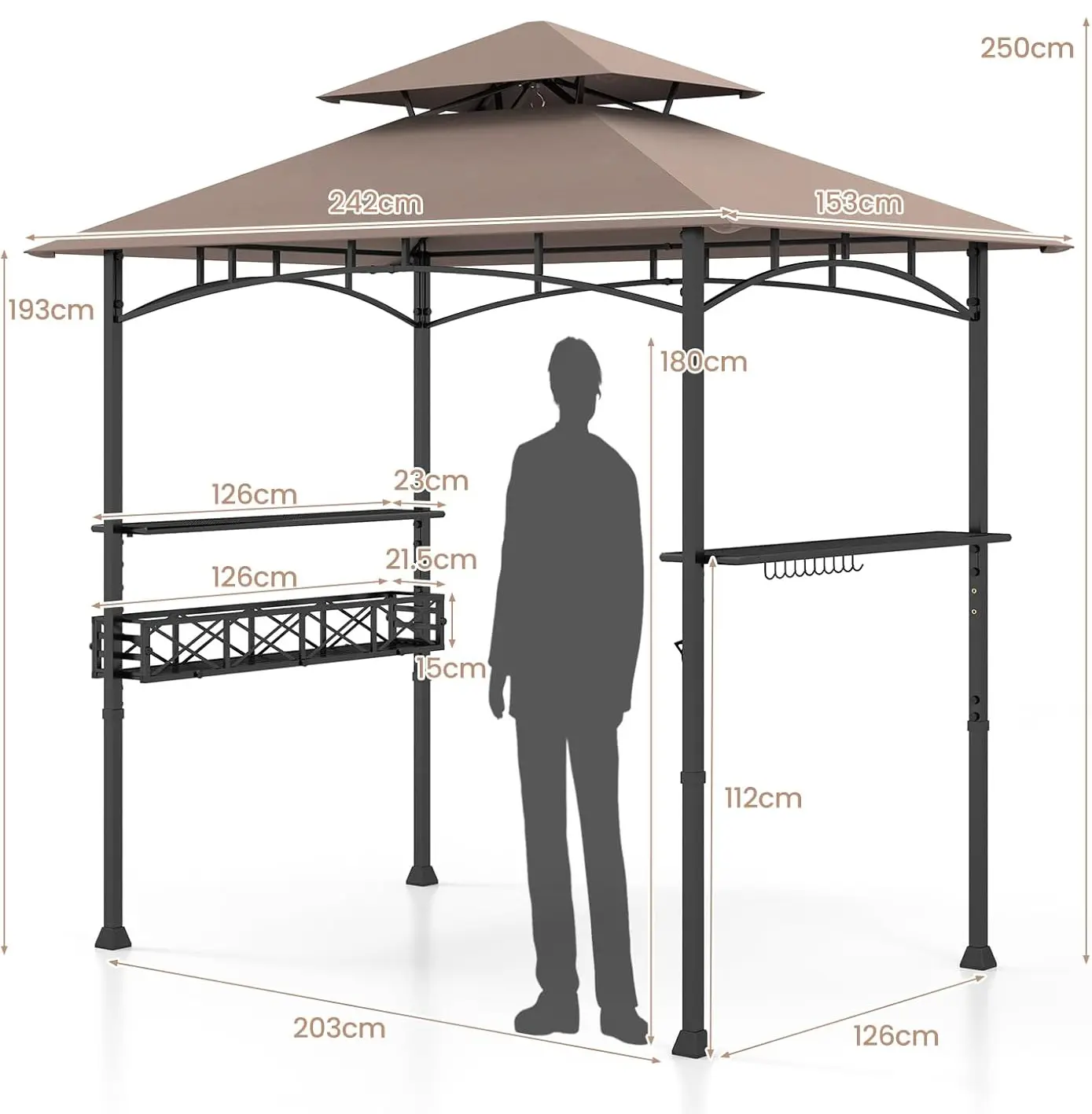 Беседка Costway NP11862CF (Brown/Black) - 2