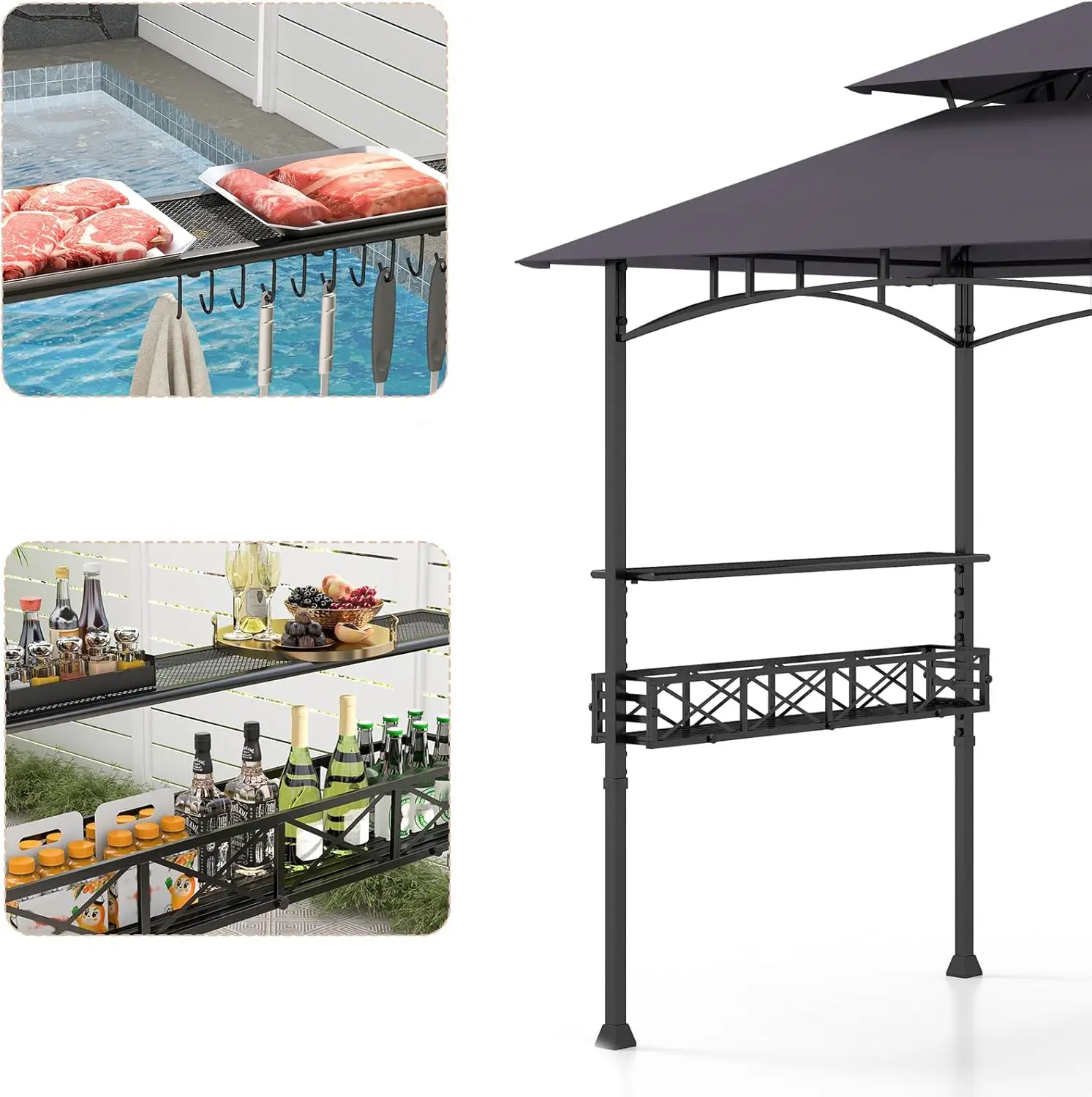 Беседка Costway NP11862SH (Grey/Black) - 2