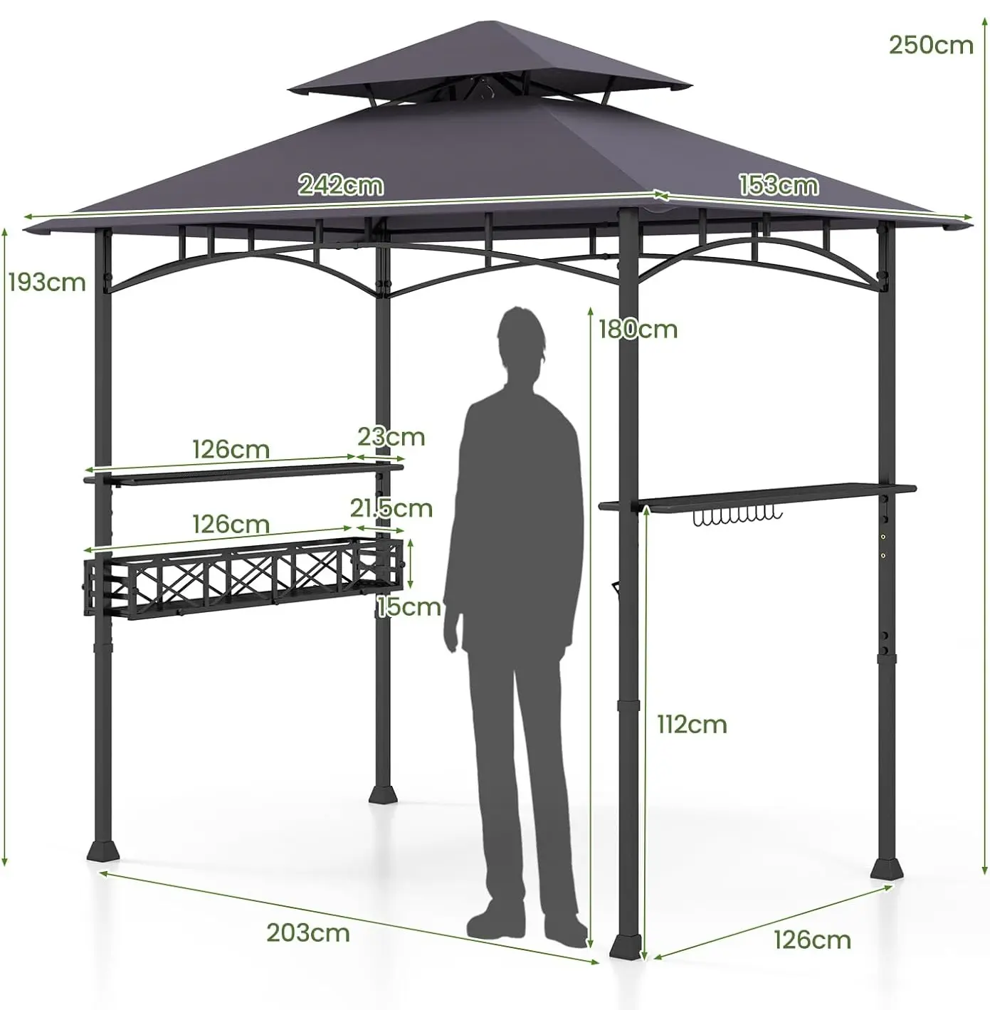 Беседка Costway NP11862SH (Grey/Black) - 3