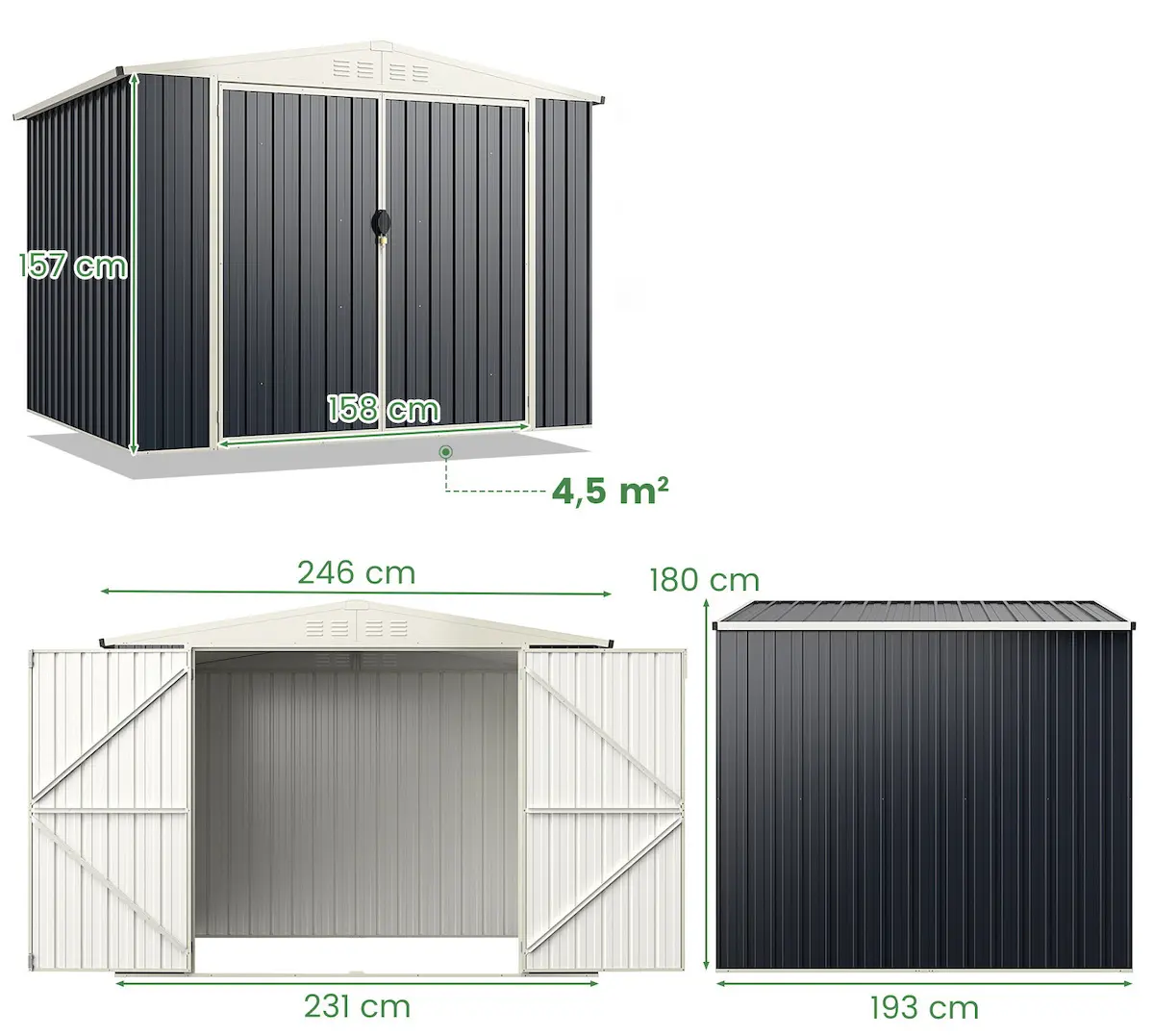 Casuta gradina Costway GT4194GR (Grey) - 3