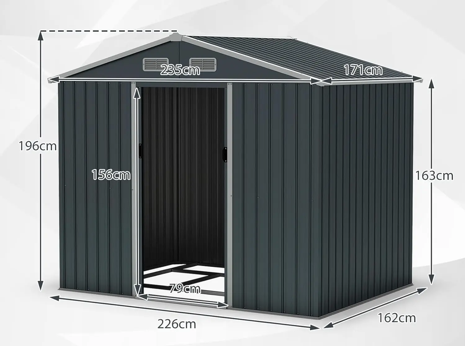 Сарай-хозблок Costway GT4455GR (Grey) - 4