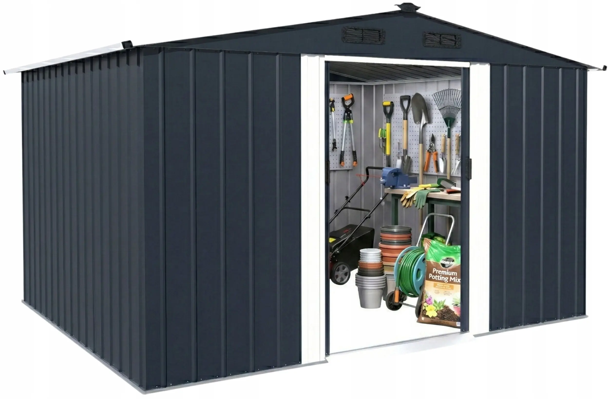 Сарай-хозблок FunFit Garden Darwin 4907 (Dark Grey/White) - 2