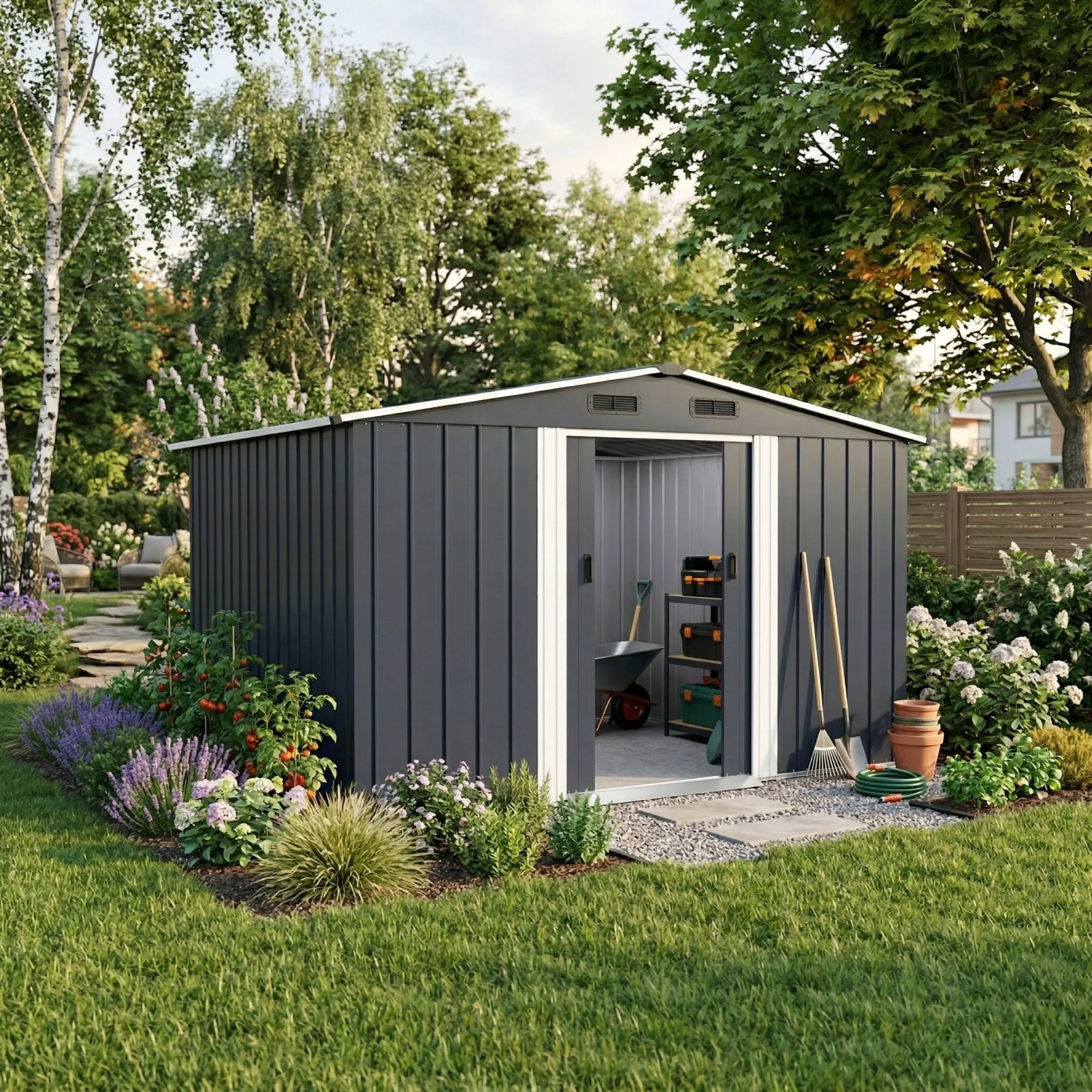 Сарай-хозблок FunFit Garden Darwin 4907 (Dark Grey/White) - 4