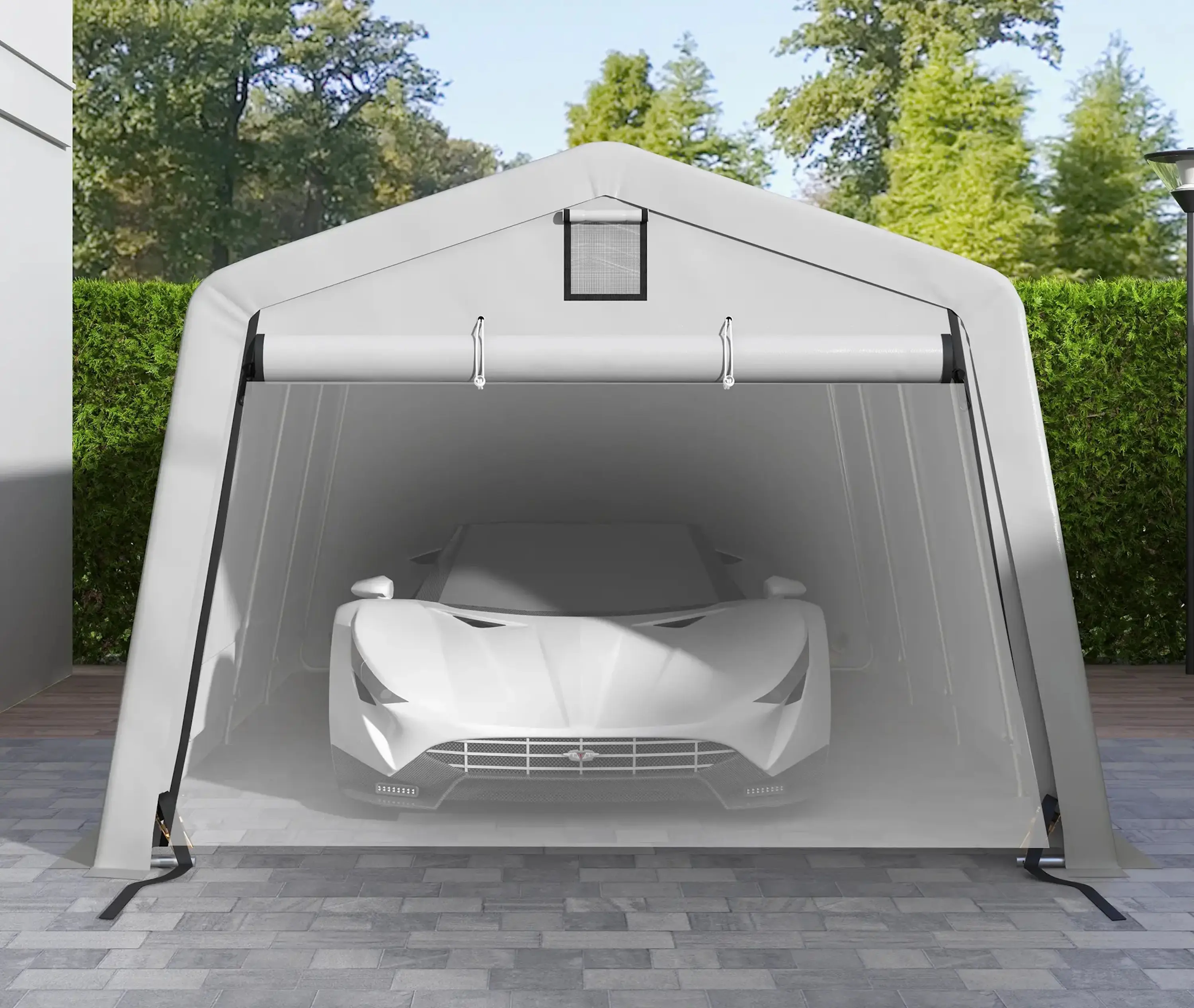 Cort de garaj Outsunny 84C-451V01LG 3.3x6.2 (Light Grey) - 4