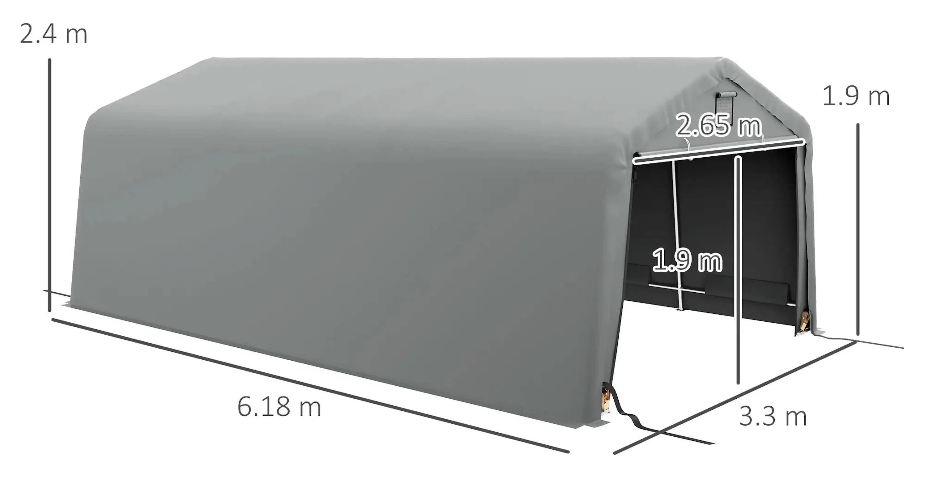 Cort de garaj Outsunny 84C-451V01LG 3.3x6.2 (Light Grey) - 6
