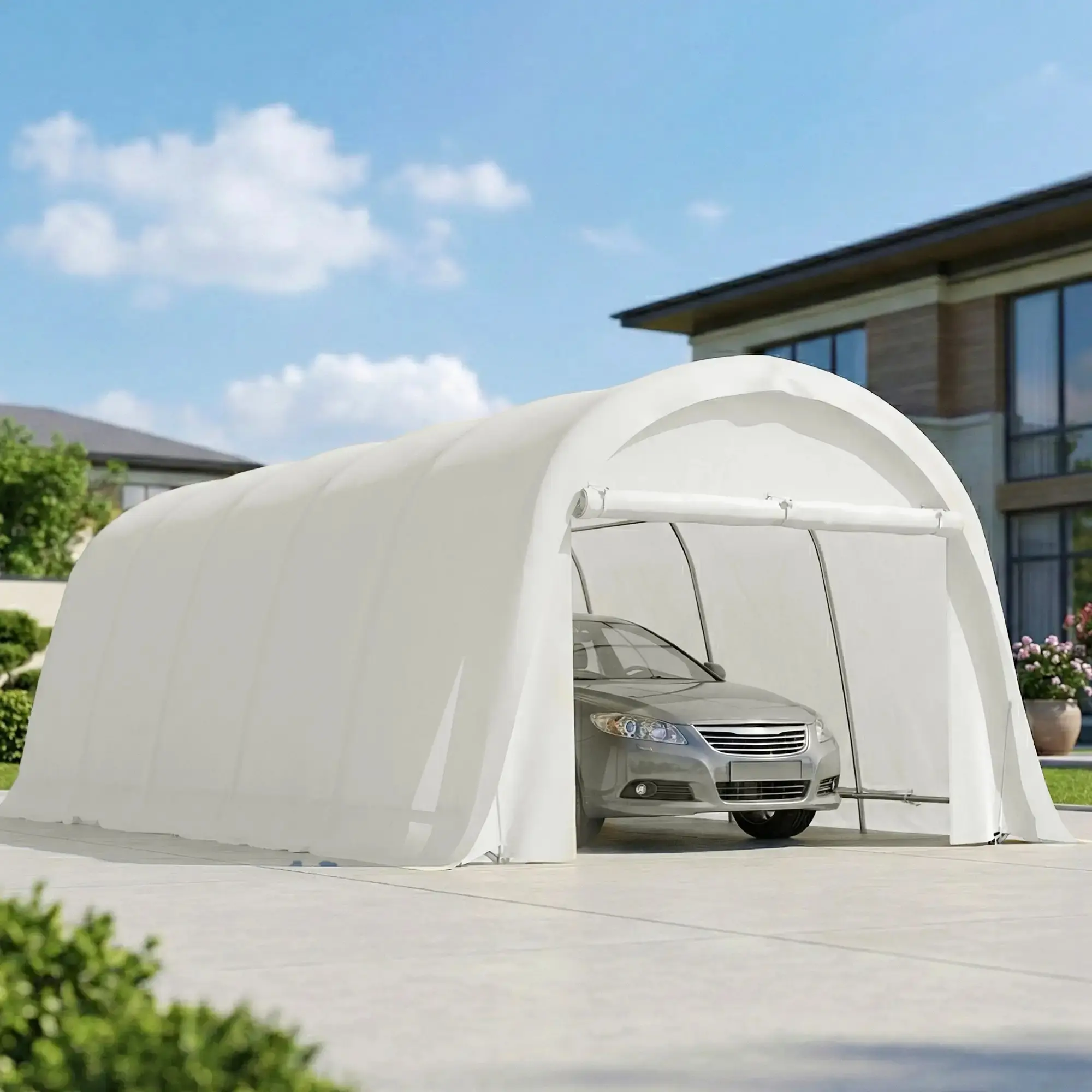 Garaj tip cort Outsunny 84C-700V00CW (Cream White) - 6