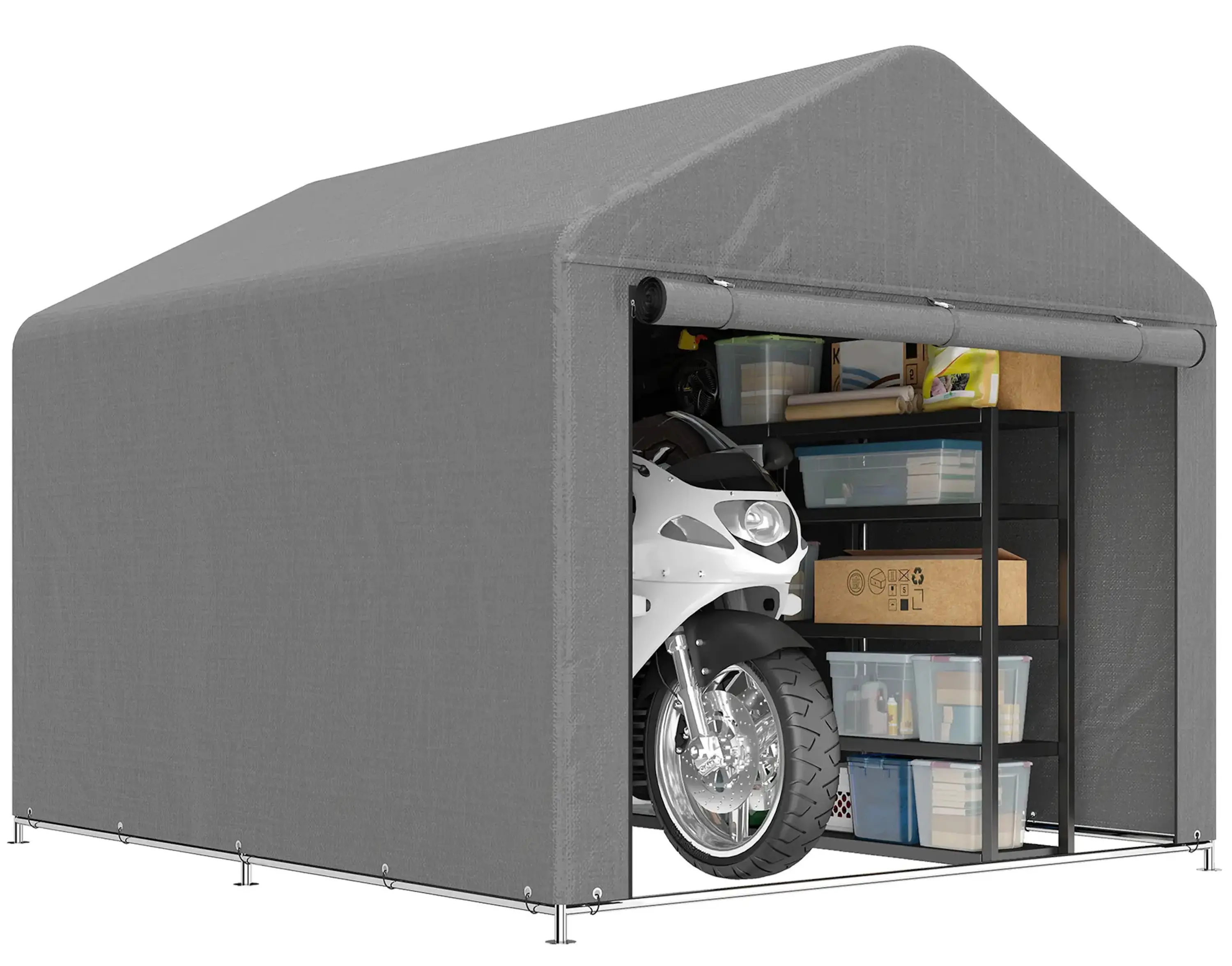 Гараж тентовый Outsunny 84H-516V00LG (Light Grey) - 3