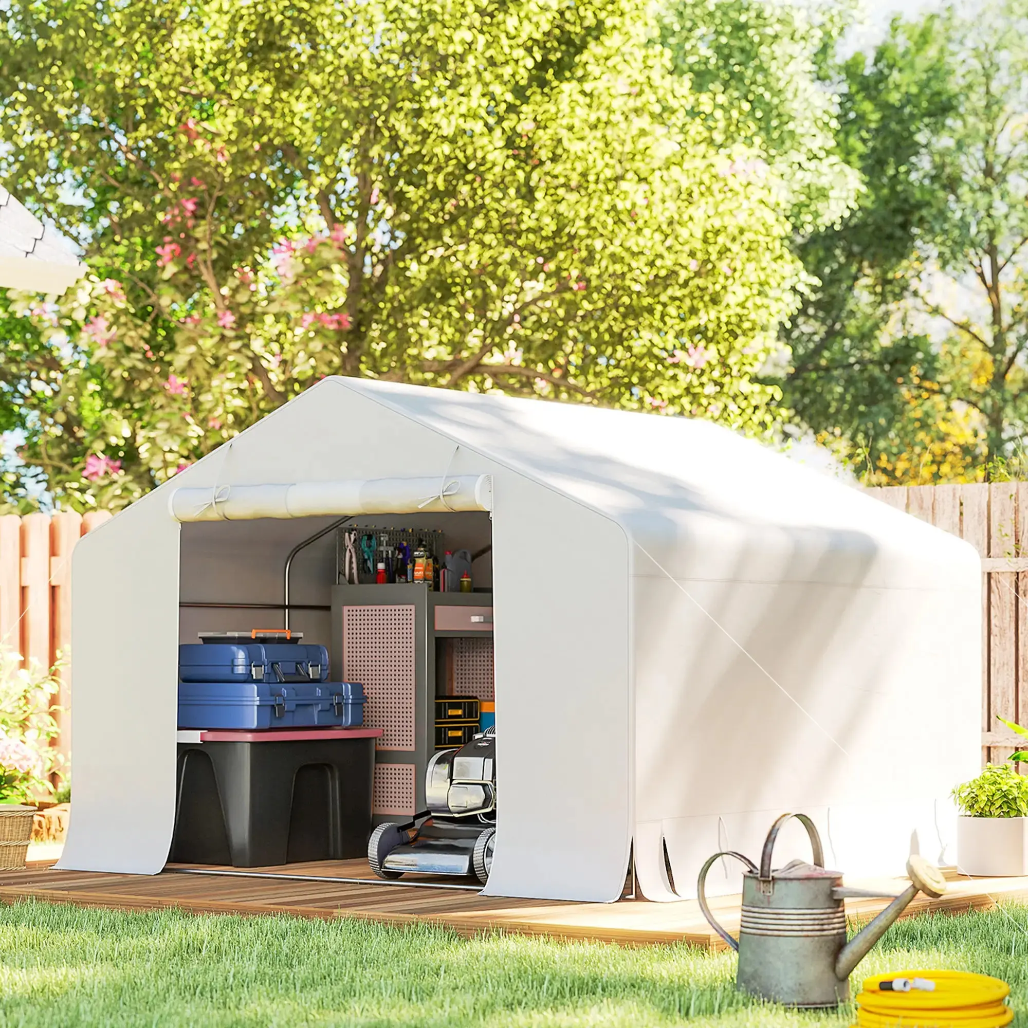 Гараж тентовый Outsunny 84H-538V00WT (White) - 6