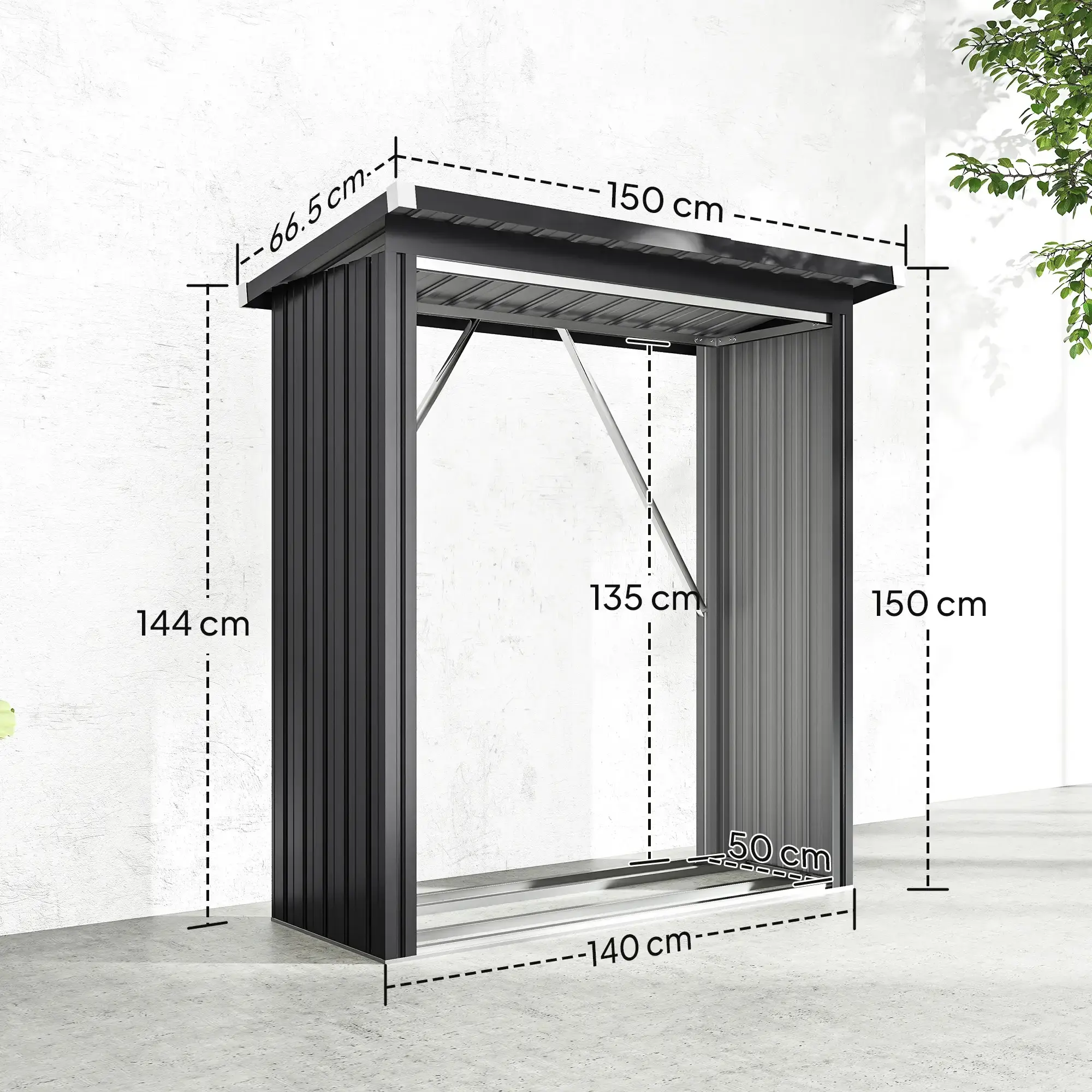 Adapost pentru lemne Outsunny 84H-422V00CG (Dark Grey) - 4