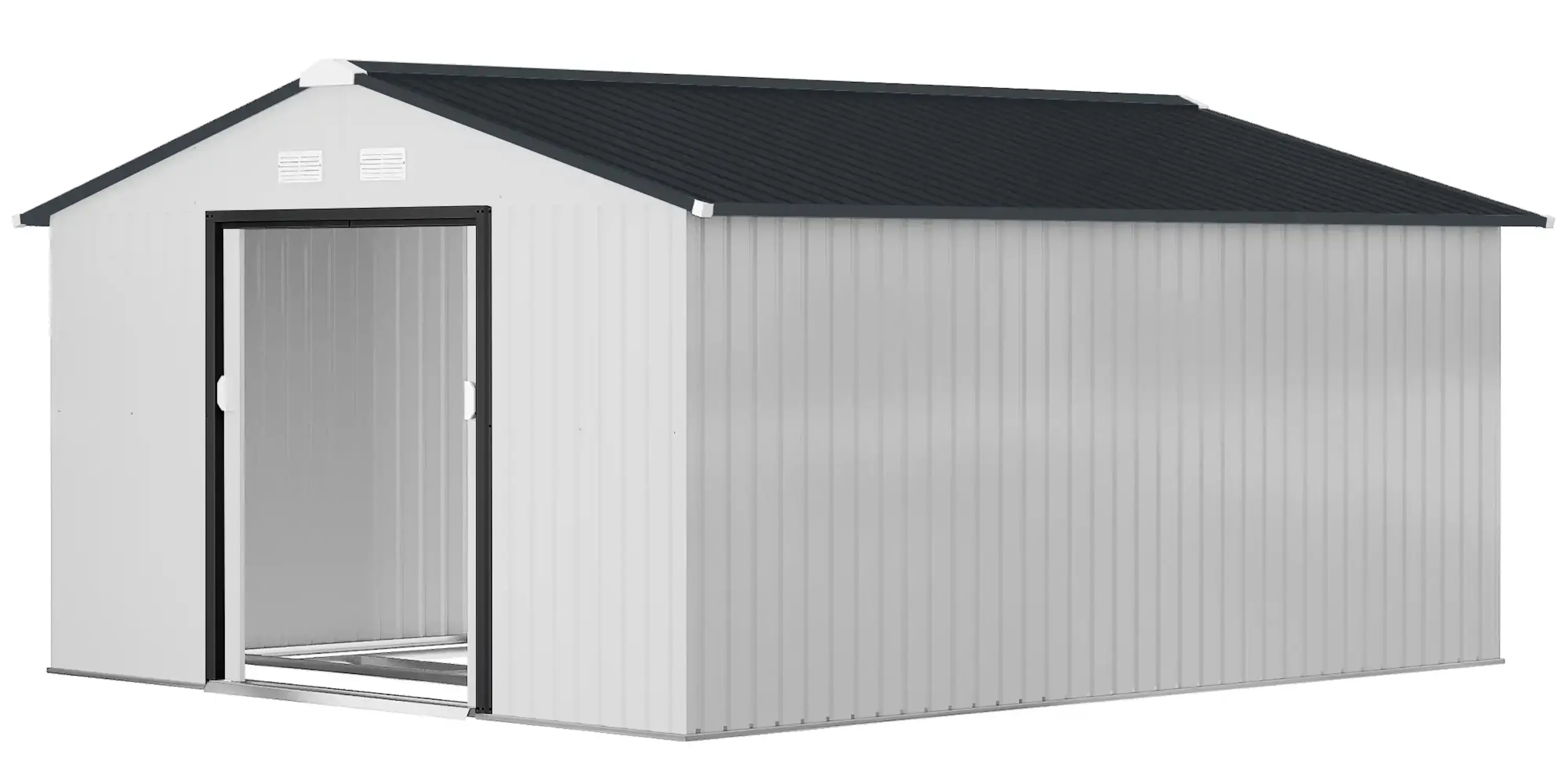 Casuta gradina Outsunny 845-031V01SR 340x386x200 (White/Dark Grey) - 2