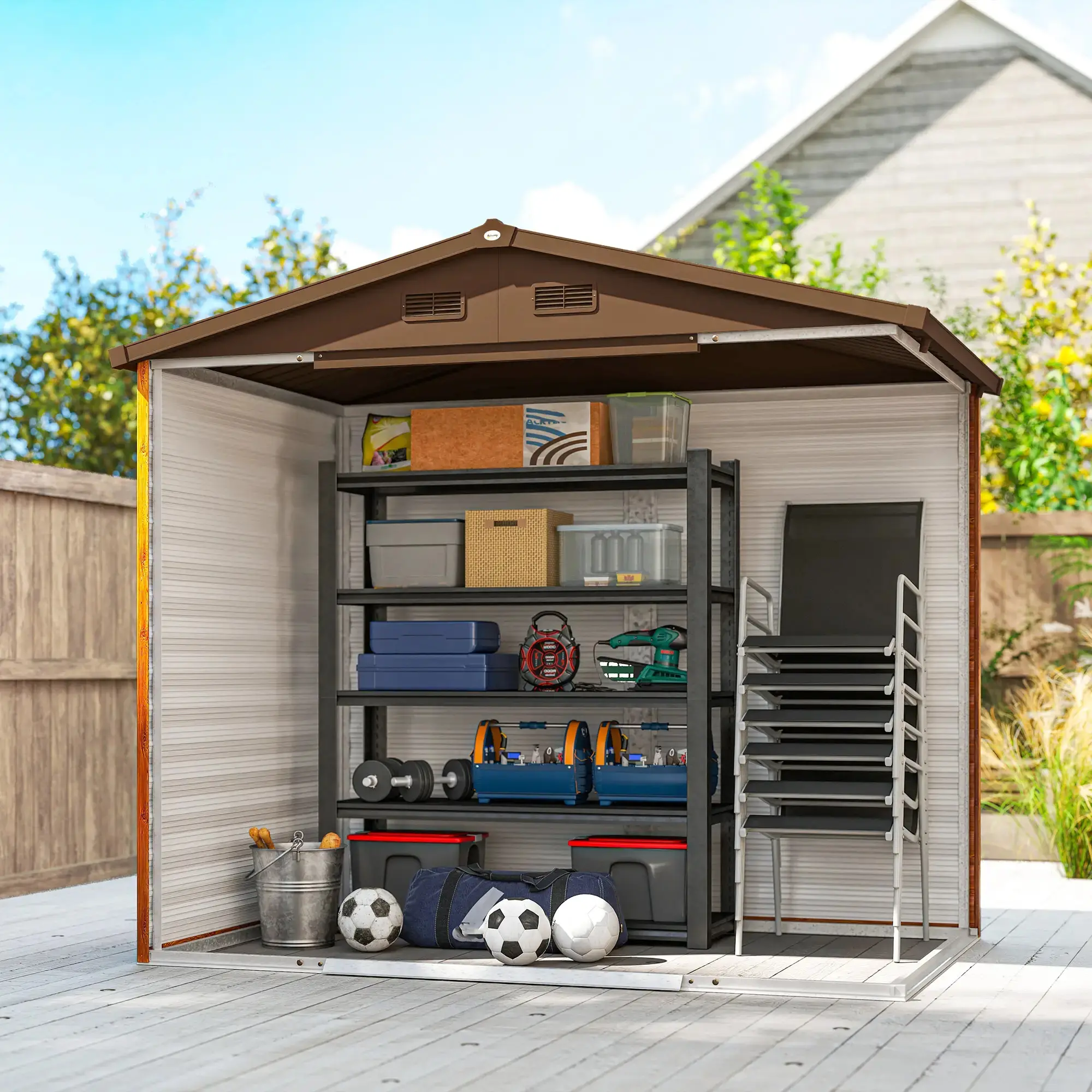 Сарай-хозблок Outsunny 845-172V01BN 236x152x209 (Natural/Brown) - 4