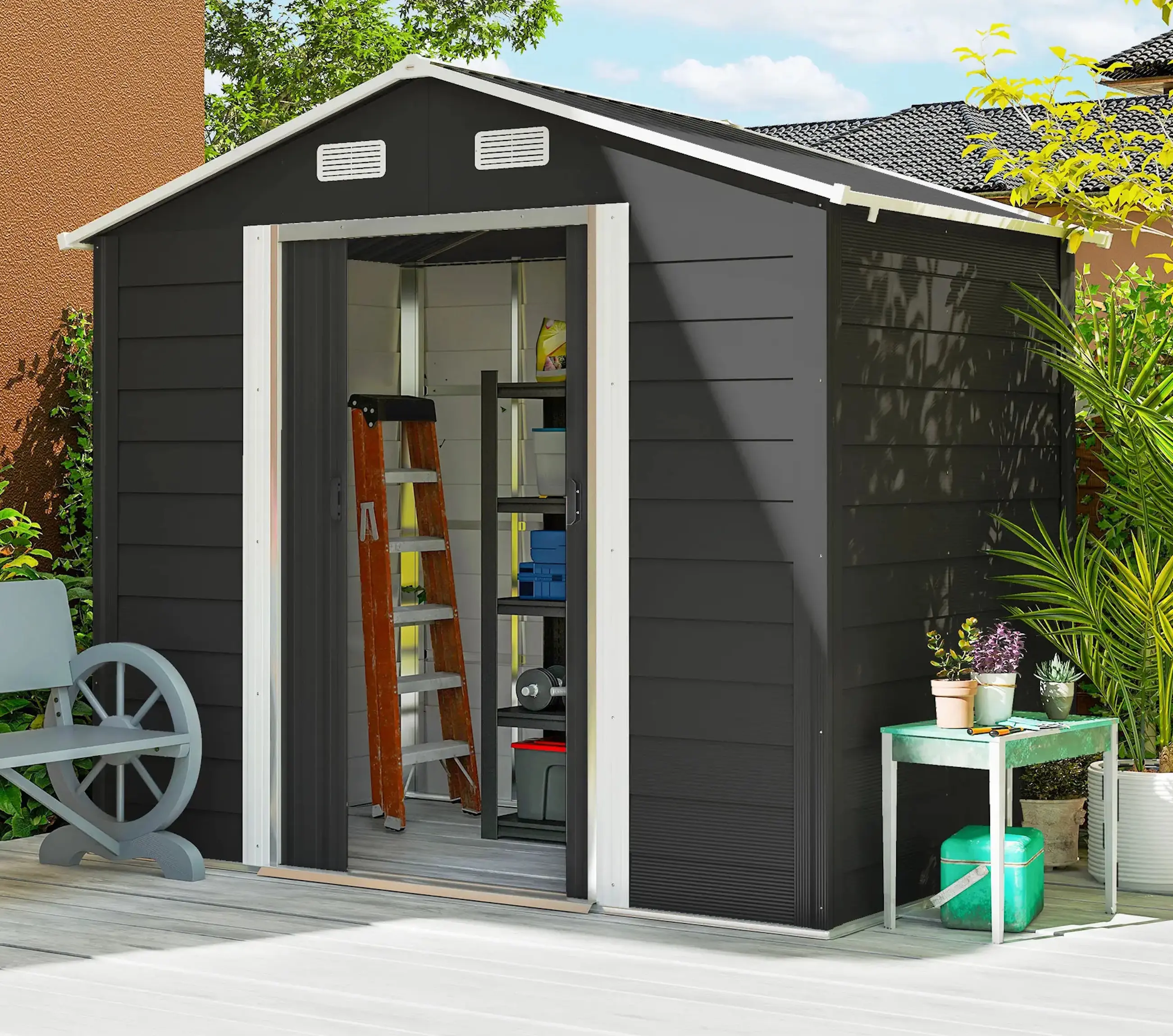 Сарай-хозблок Outsunny 845-179V00CG 196x236x208 (Dark Grey) - 4