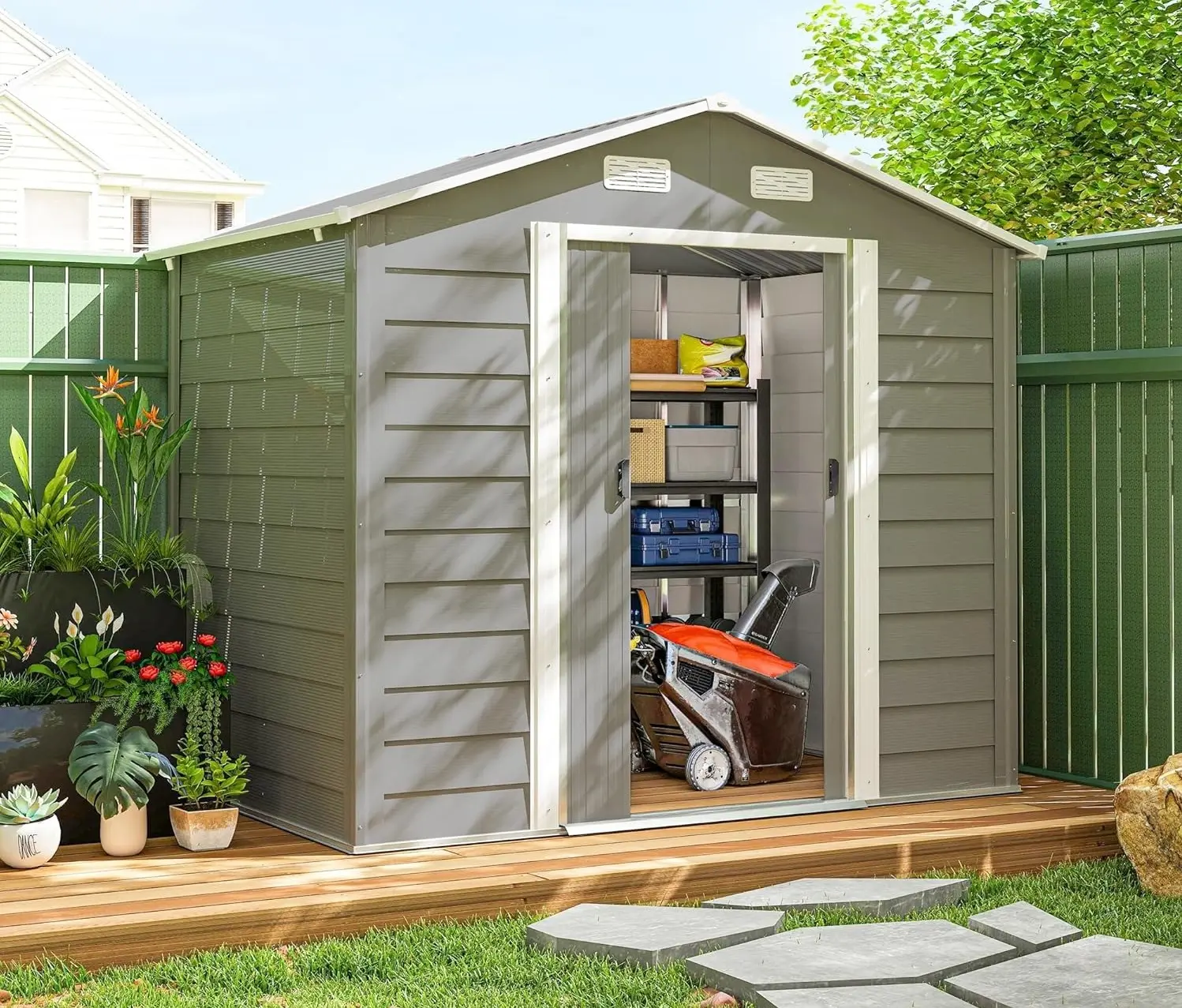 Сарай-хозблок Outsunny 845-179V00LG 236x196x210 (Light Grey) - 3