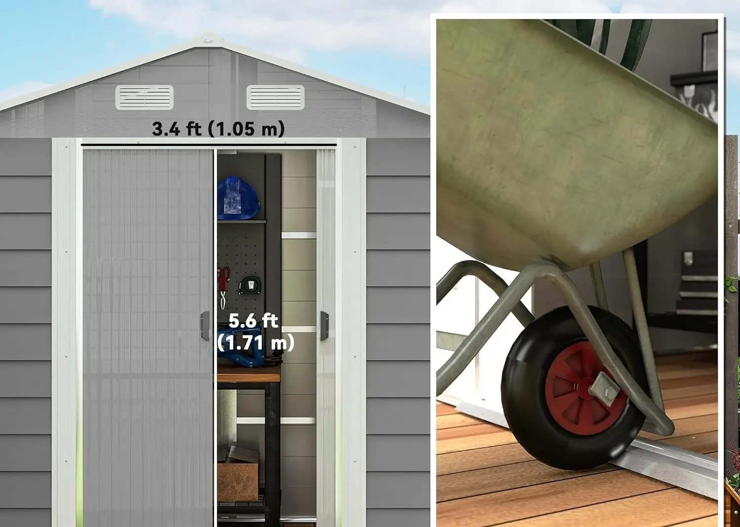 Сарай-хозблок Outsunny 845-179V00LG 236x196x210 (Light Grey) - 5