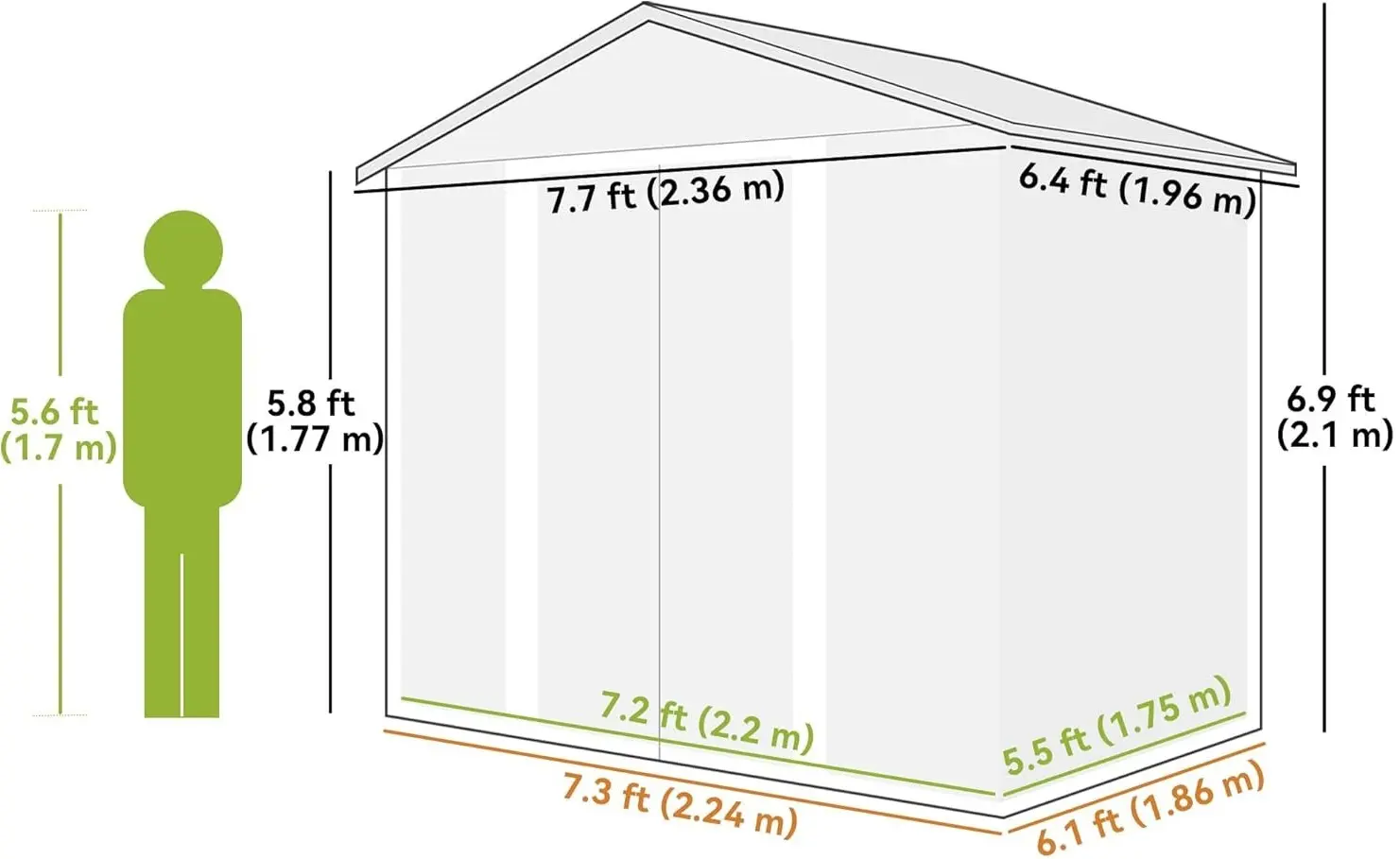 Сарай-хозблок Outsunny 845-179V00LG 236x196x210 (Light Grey) - 7