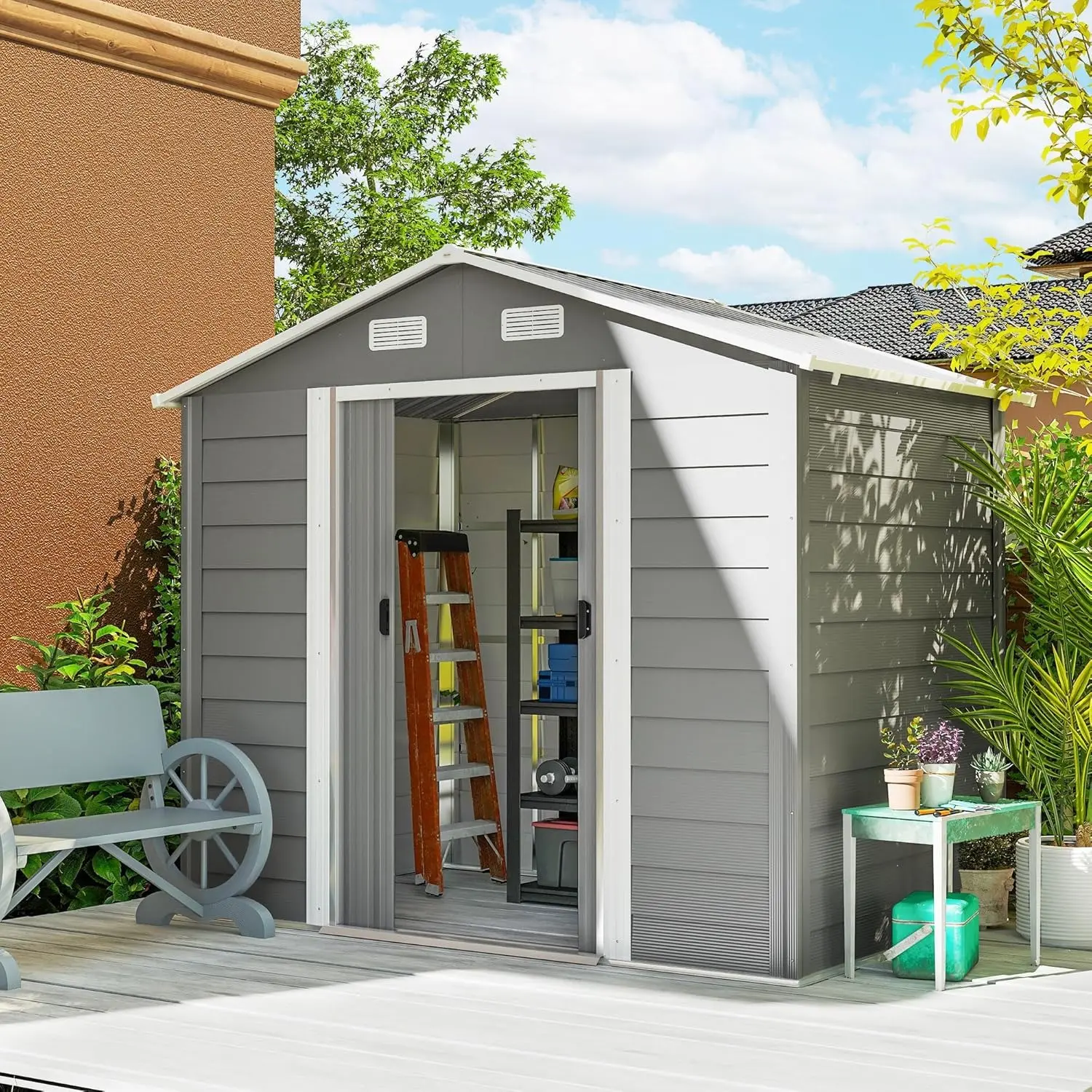 Сарай-хозблок Outsunny 845-179V00LG 236x196x210 (Light Grey) - 2