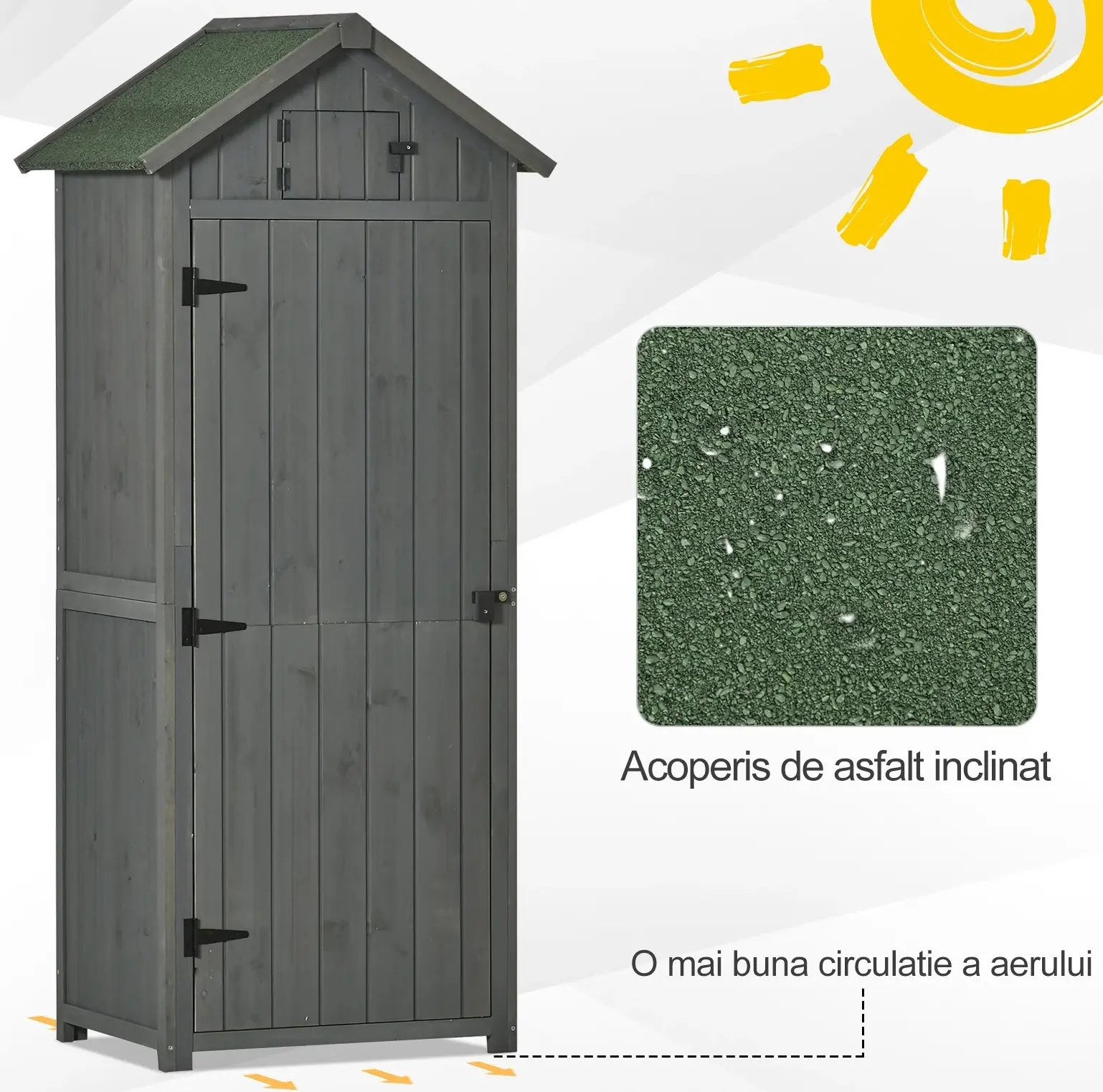 Сарай-хозблок Outsunny 845-209V01 77x54.2x179 (Grey) - 4