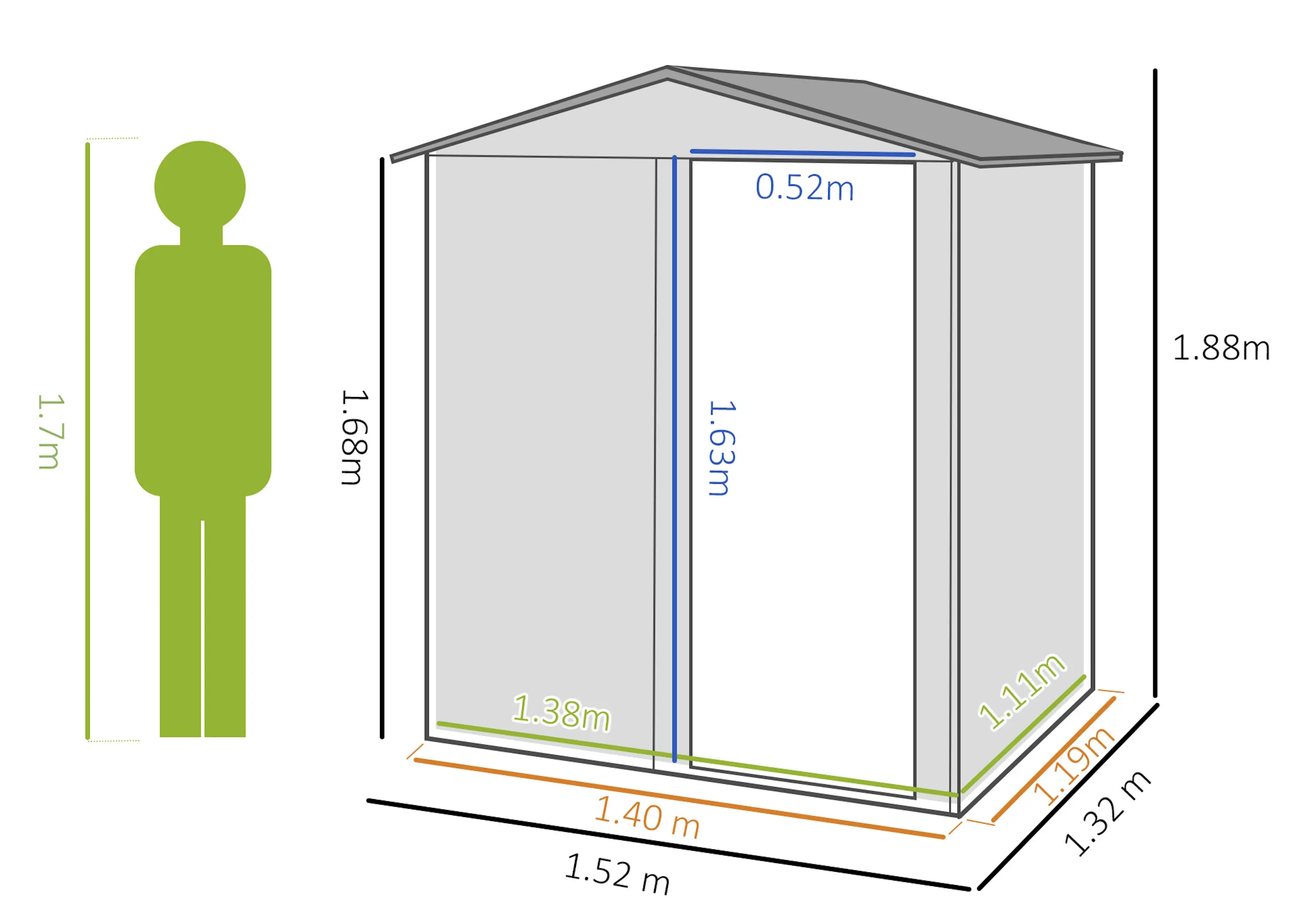 Casuta de gradina Outsunny 845-291V01GN 152x132x188 (Green) - 5