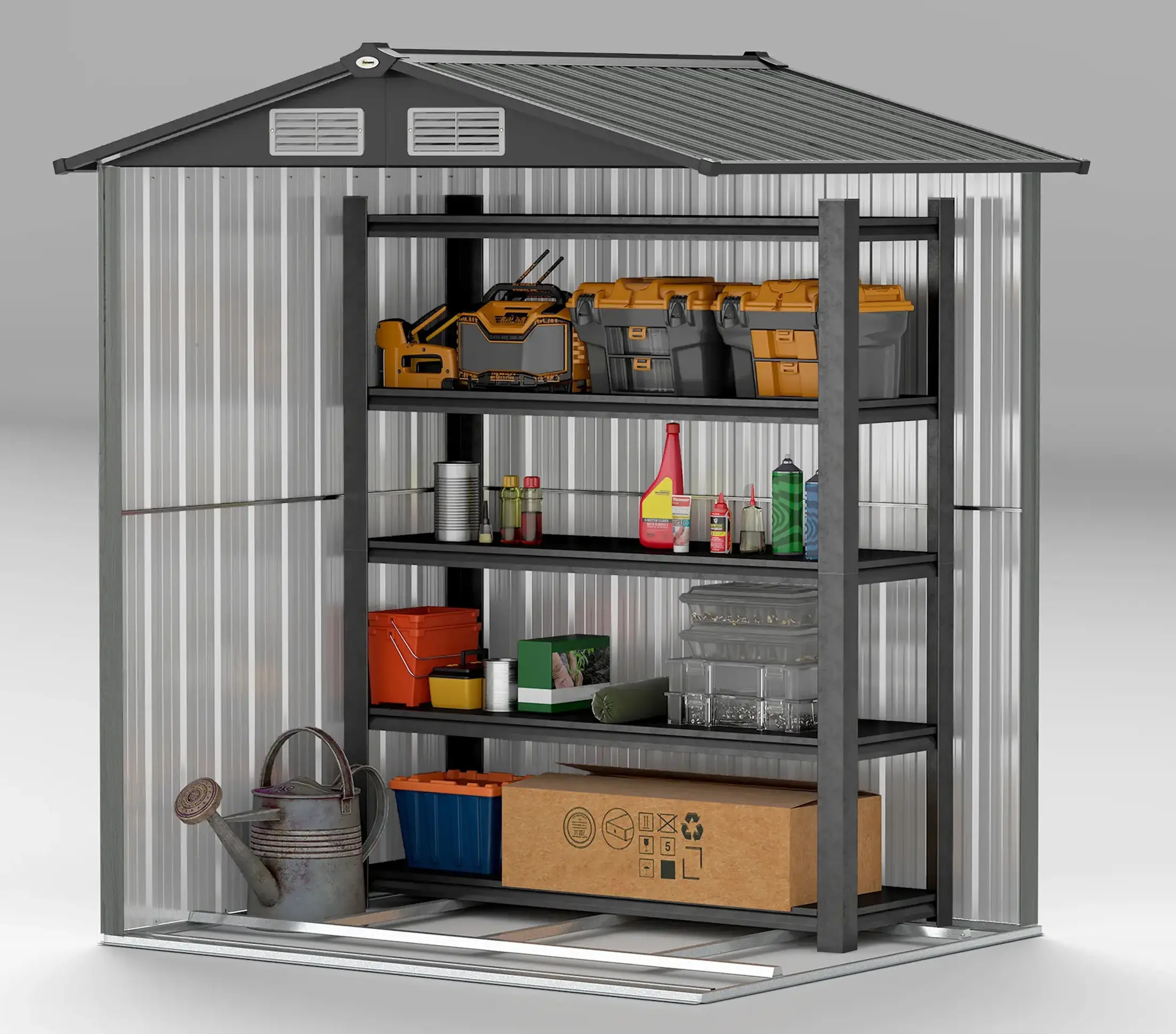 Сарай-хозблок Outsunny 845-291V01LG 152x132x188 (Grey) - 4