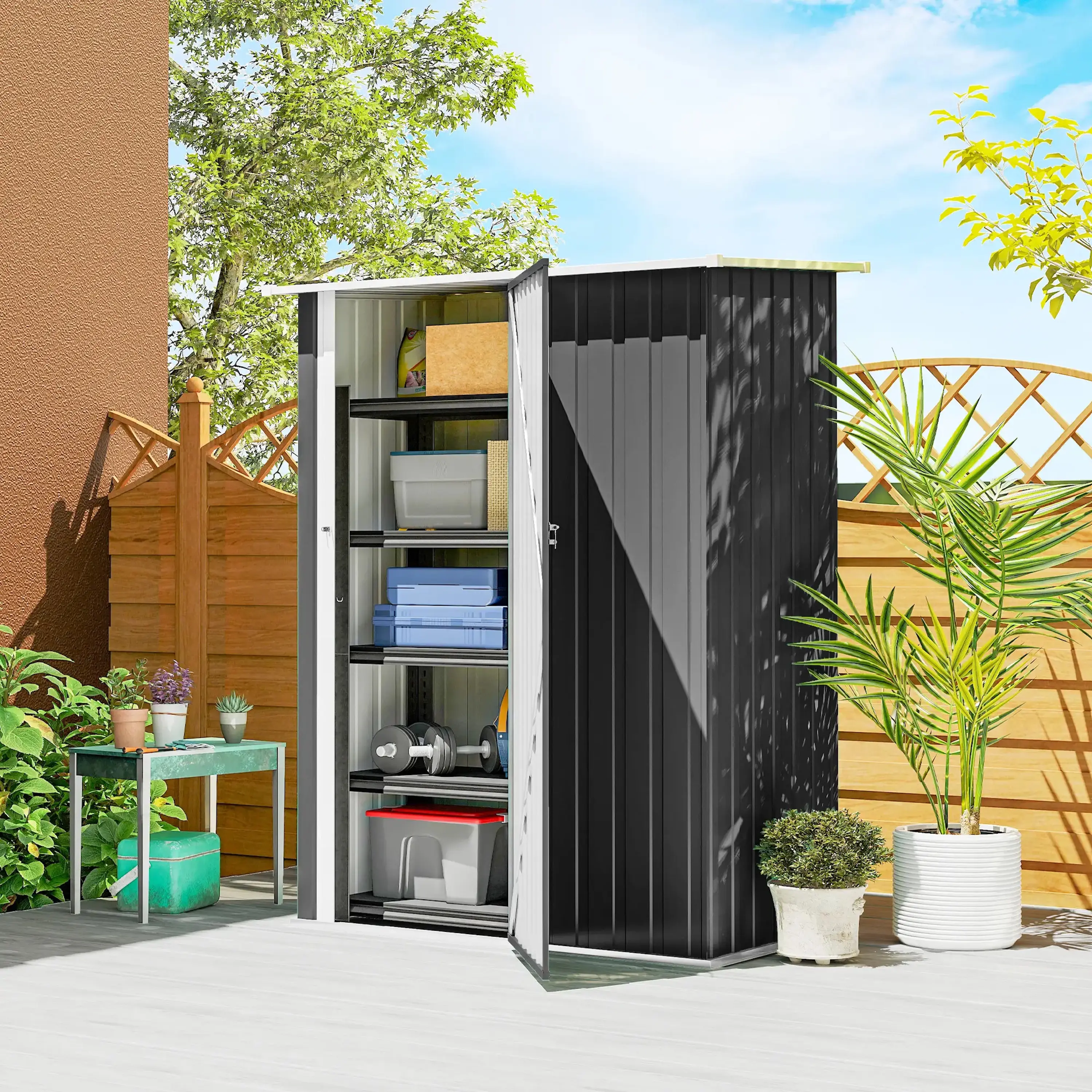 Сарай-хозблок Outsunny 845-328V02CG 142x86x189 (Dark Grey) - 3