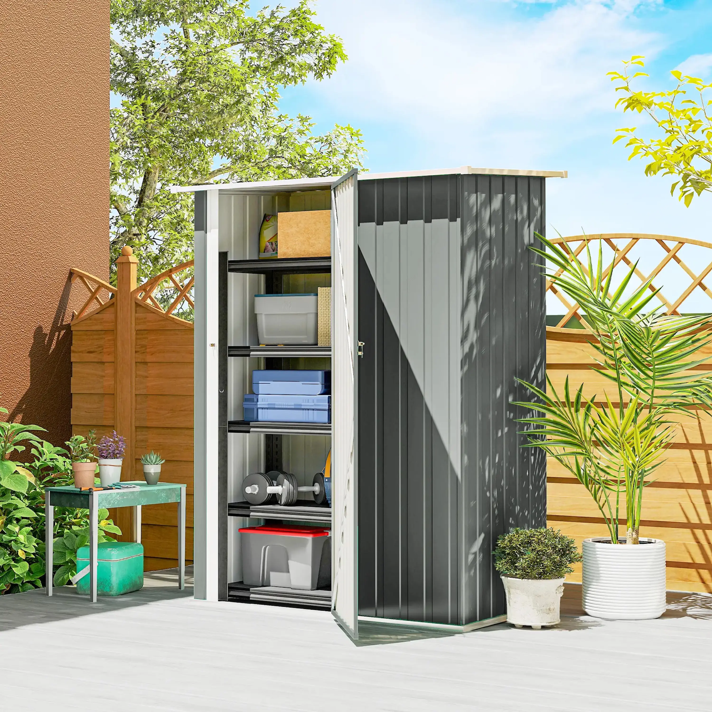 Сарай-хозблок Outsunny 845-328V02LG 142x86x189 (Light Grey) - 3