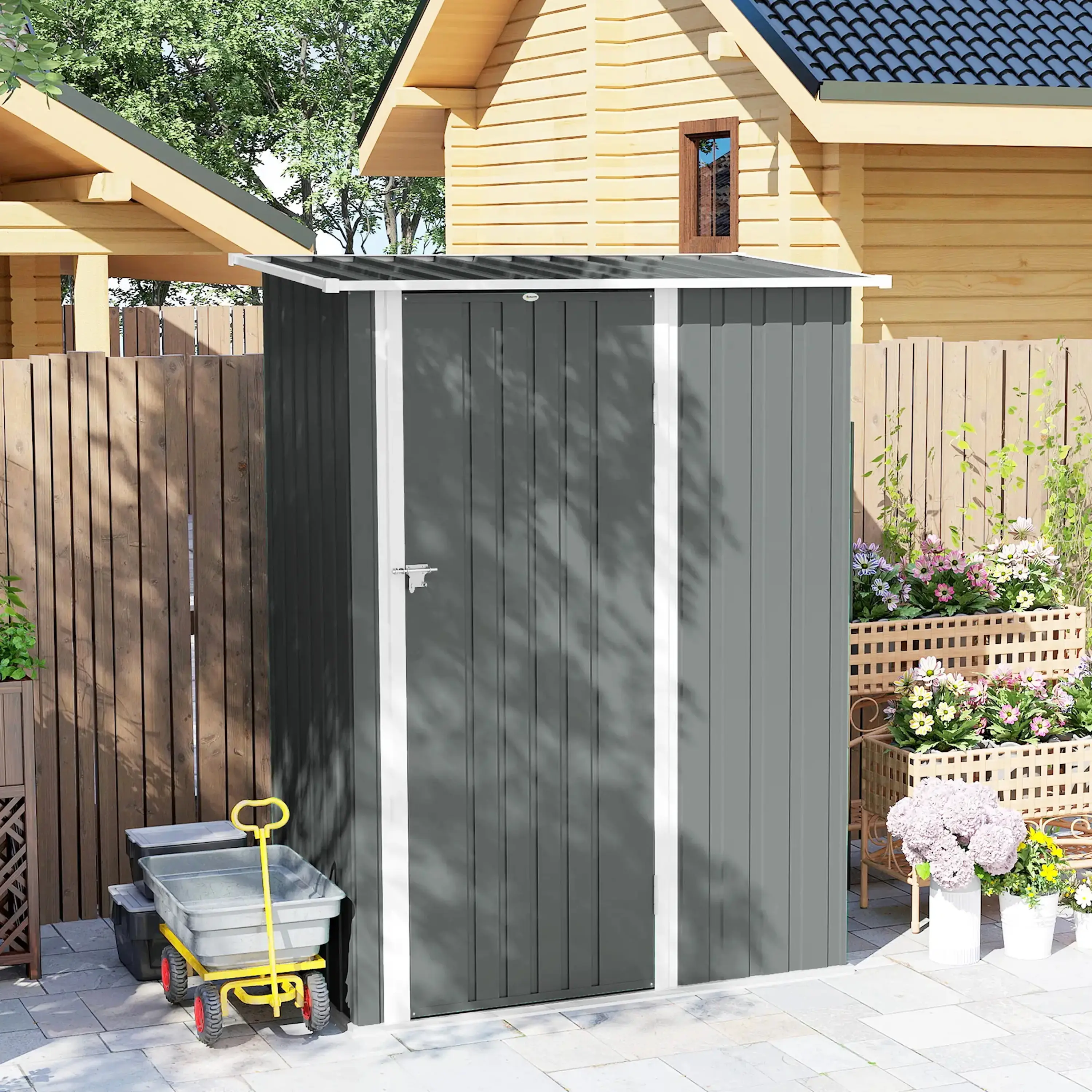 Сарай-хозблок Outsunny 845-328V02LG 142x86x189 (Light Grey) - 5